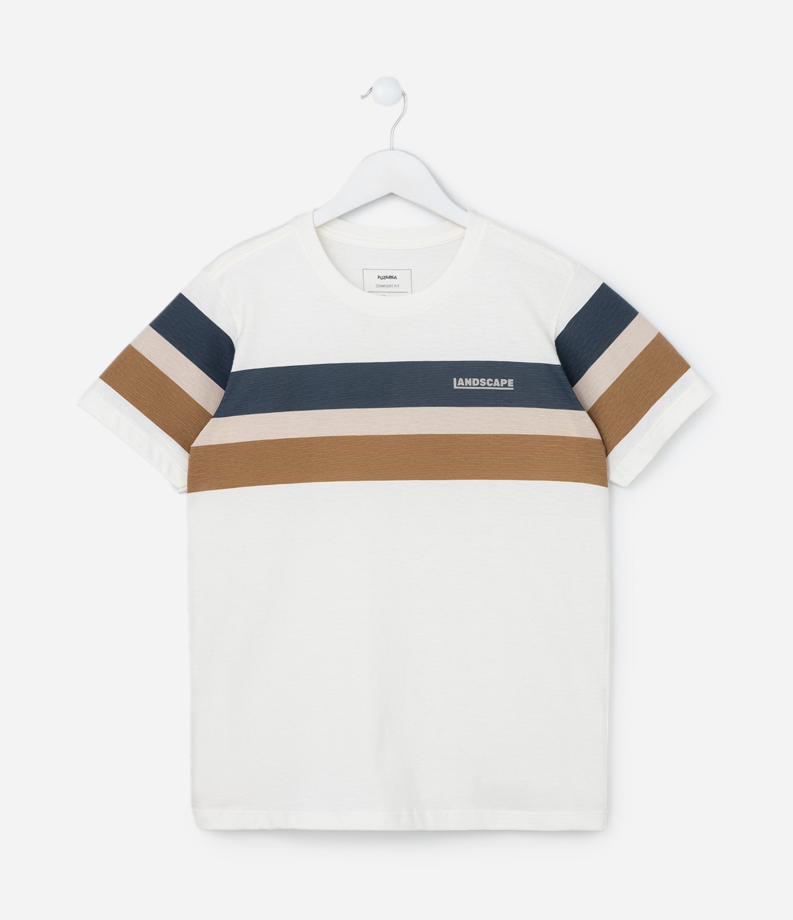 Camiseta Infantil com Estampa de Listras - Tam 5 a 14 Anos Branco 1