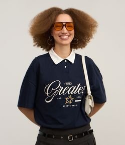 Camiseta Polo Oversized em Algodão com Estampa Greates