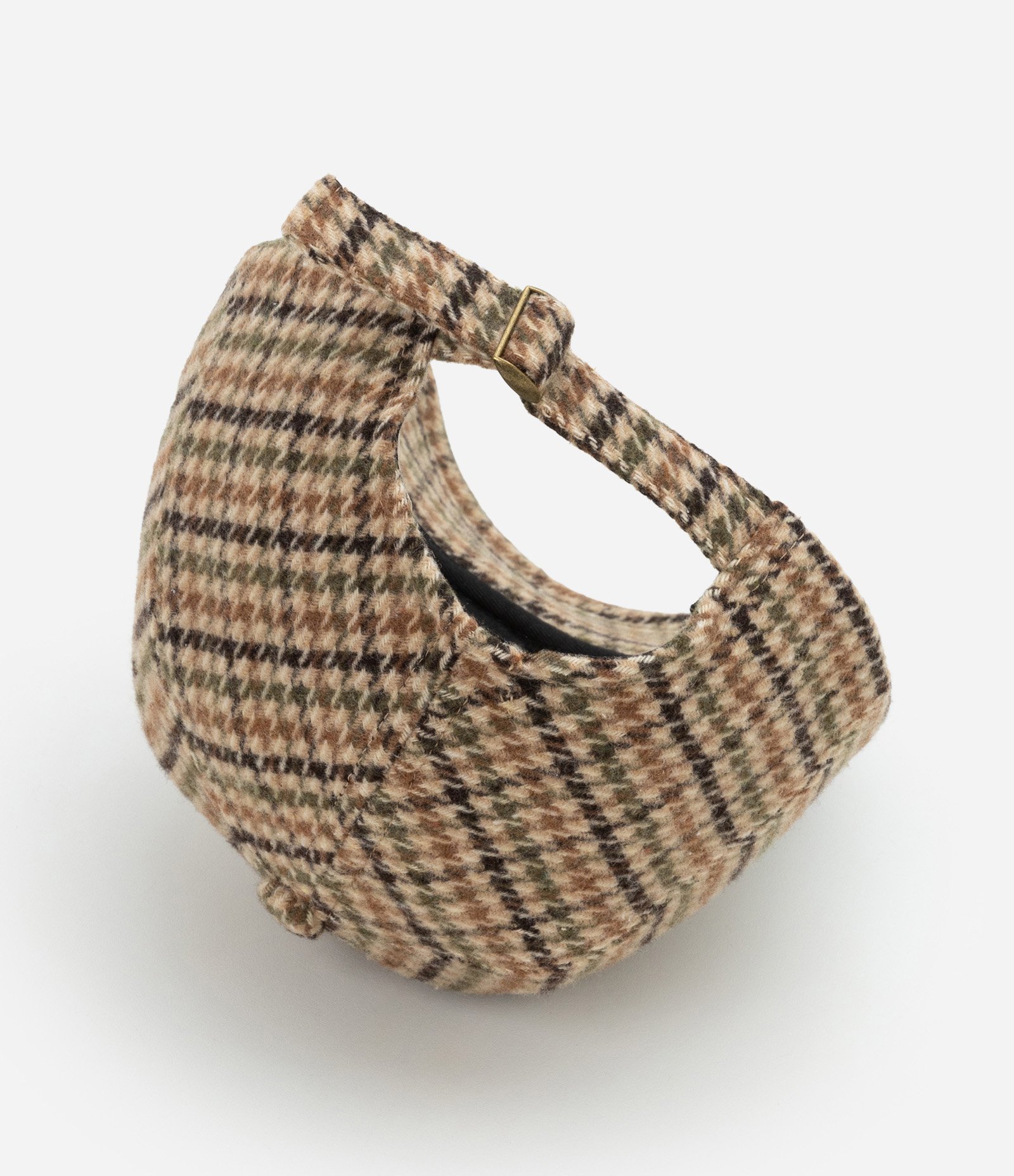 Boné Aba Curva em Sarja Estampado Xadrez Pied de Poule Marrom 3