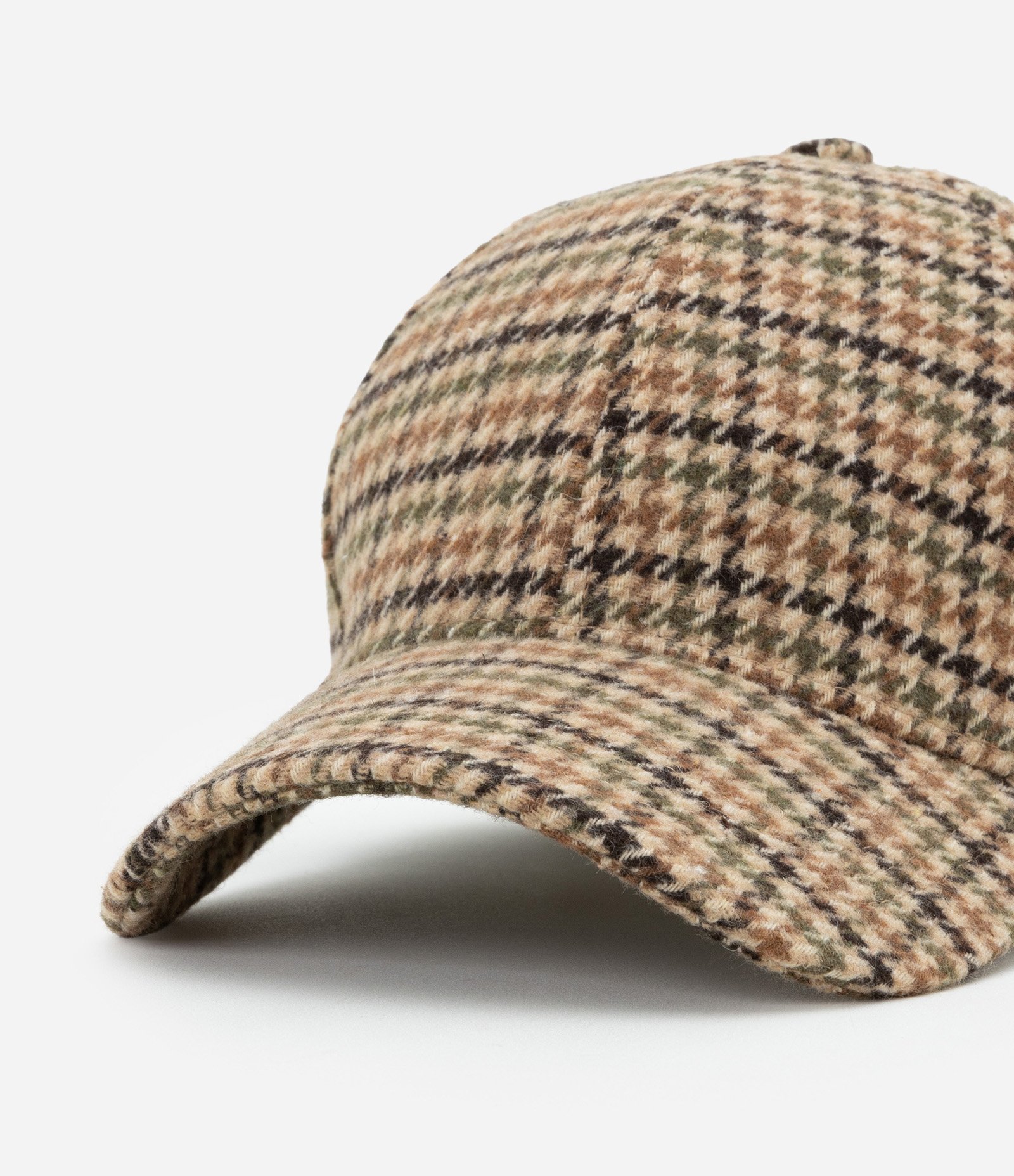 Boné Aba Curva em Sarja Estampado Xadrez Pied de Poule Marrom 4