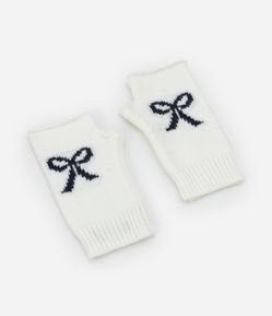 Luva em Tricô sem Dedos com Estampa de Laços