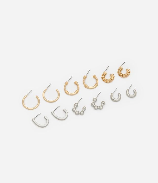 Kit 06 Brincos Argolas Bicolores com Formas Diversas