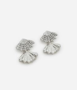 Brinco Ear Jacket Pequeno com Forma de Leque e Strass