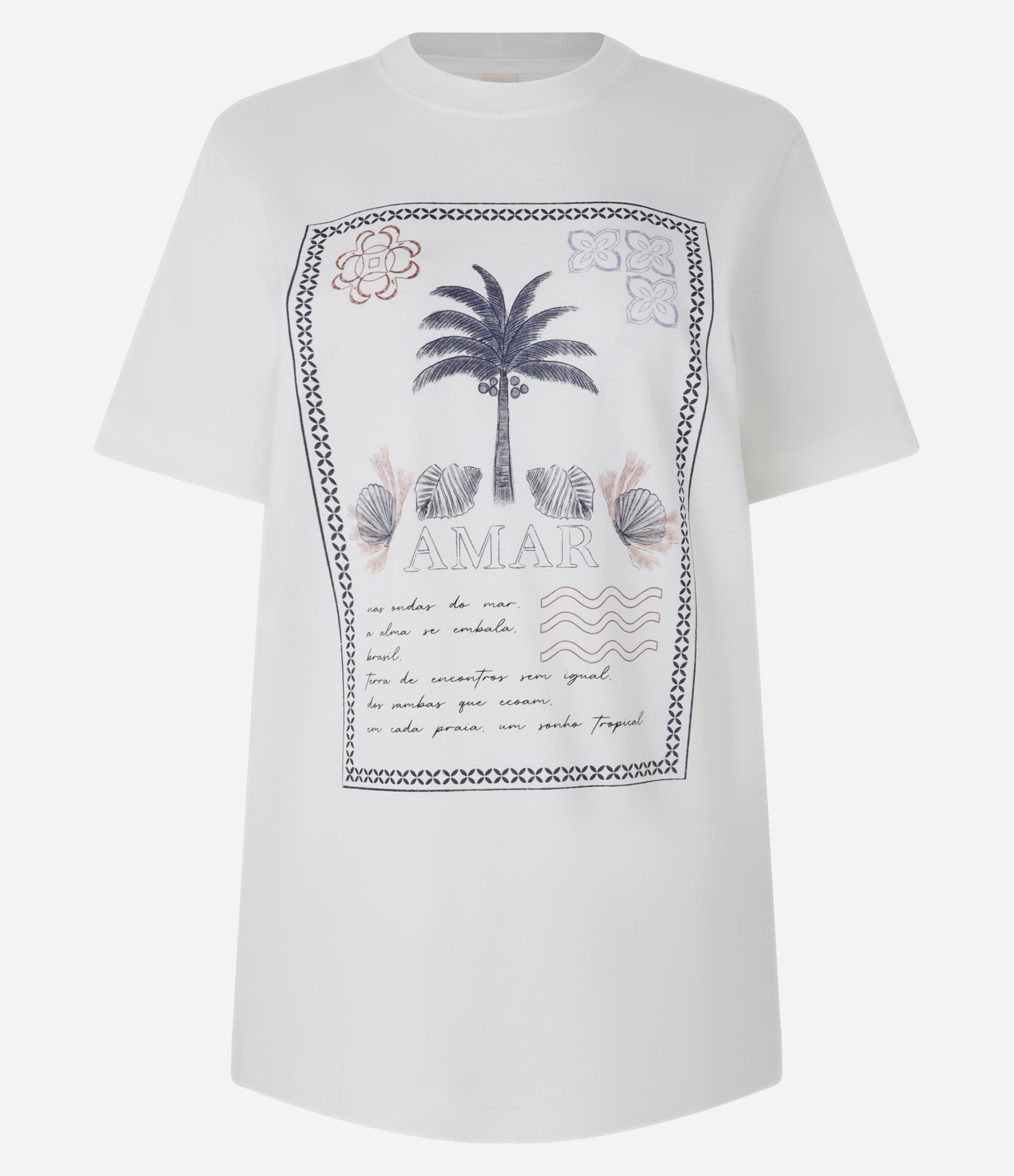 Camiseta em Algodão com Estampa de Coqueiro Branco 5