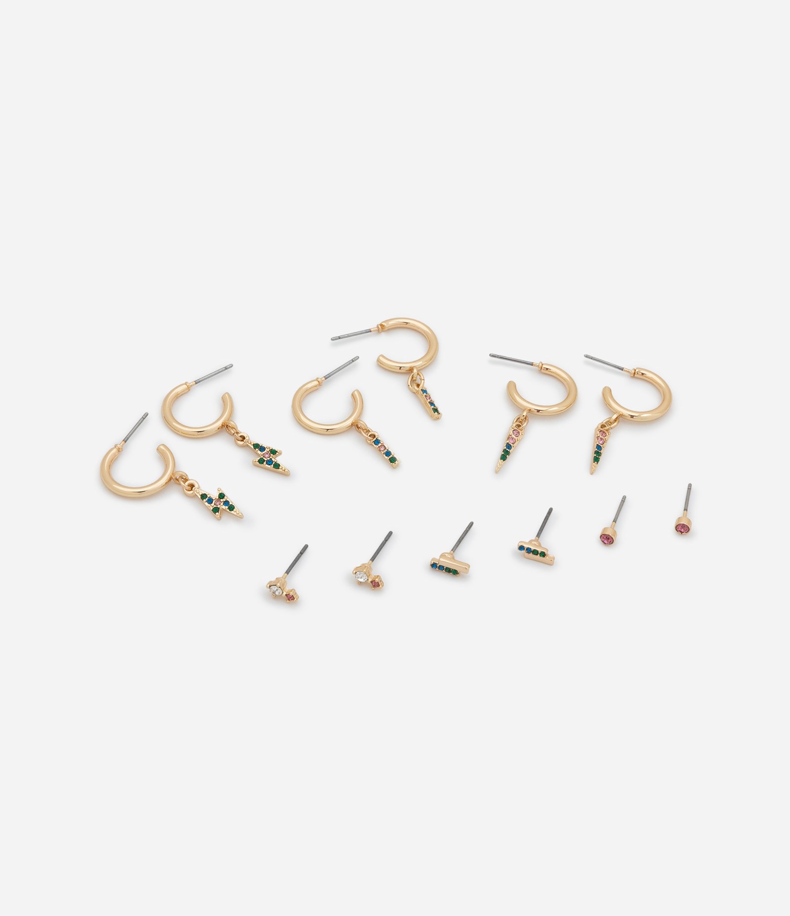 Kit 06 Brincos Argolas e Ponto de Luz Dourado 2