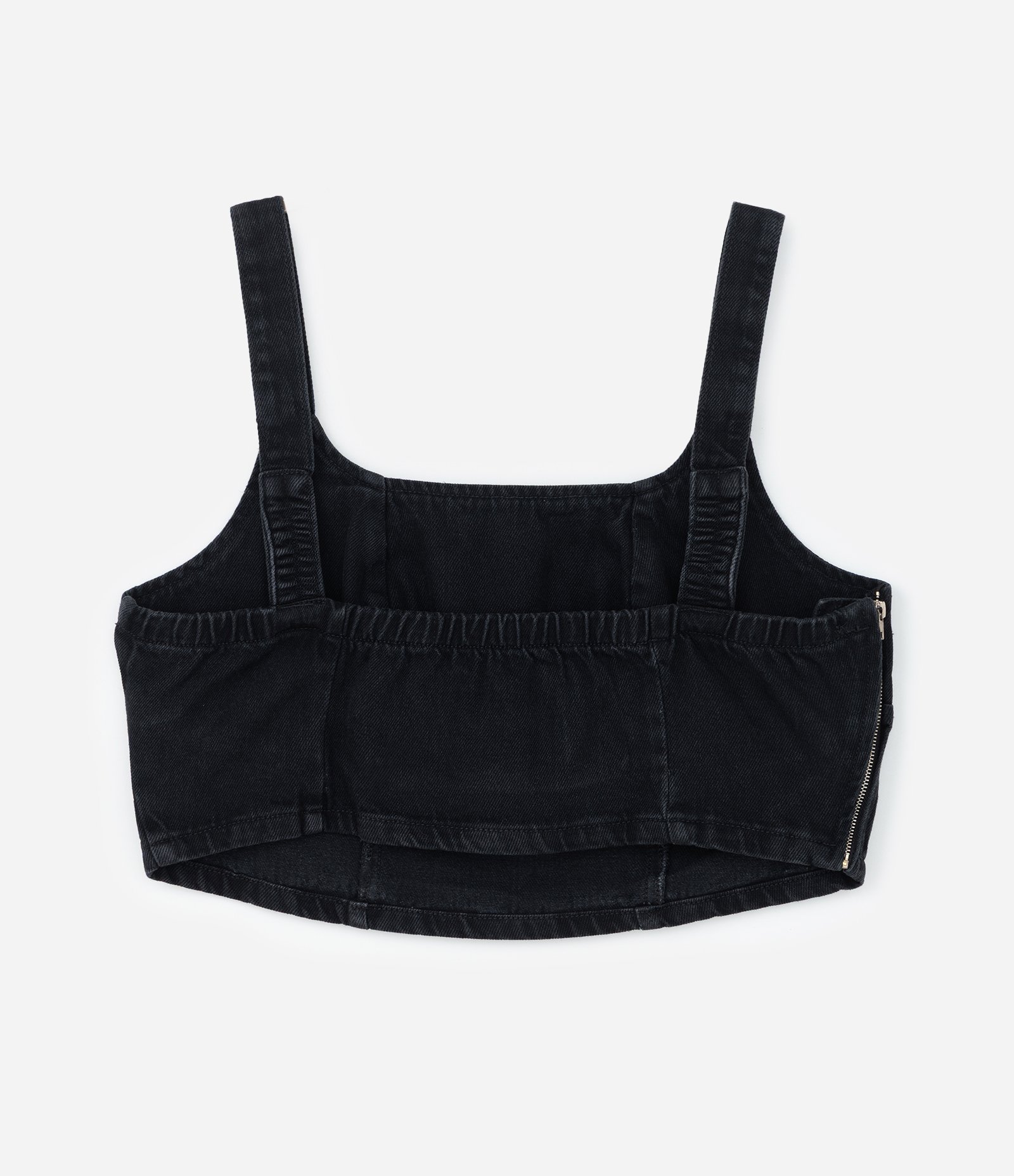 Top em Jeans com Detalhes em Recorte Curve & Plus Size Preto 5