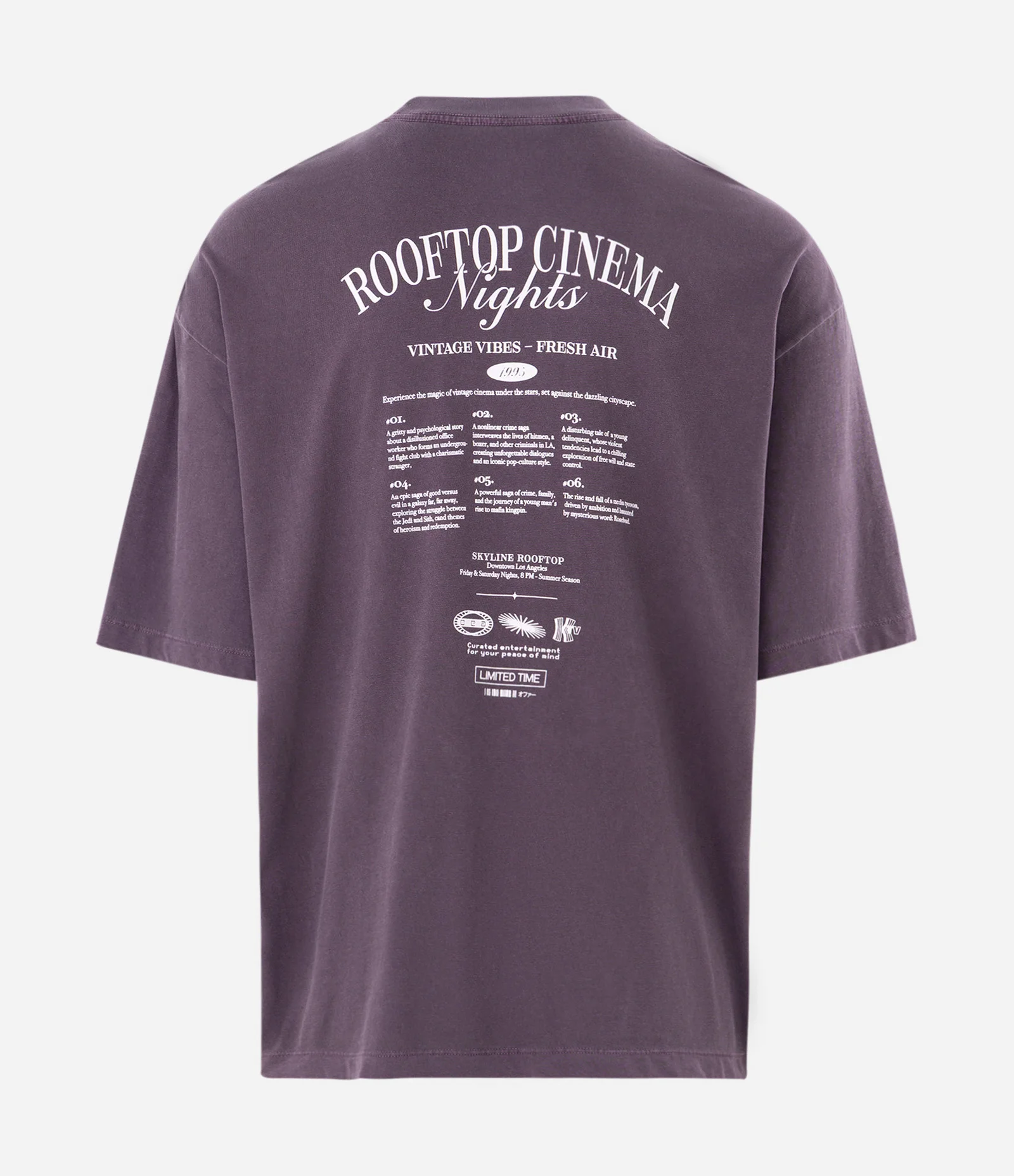 Camiseta Oversized Rooftop Cinema Nights Cinza 6