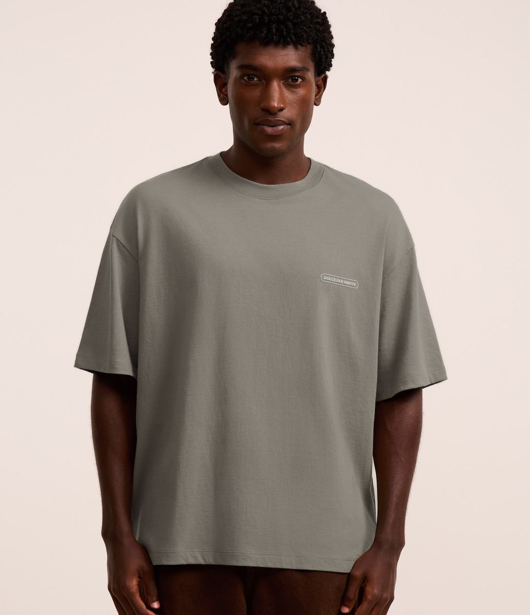 Camiseta Oversized em Malhão com Estampa Lettering Verde