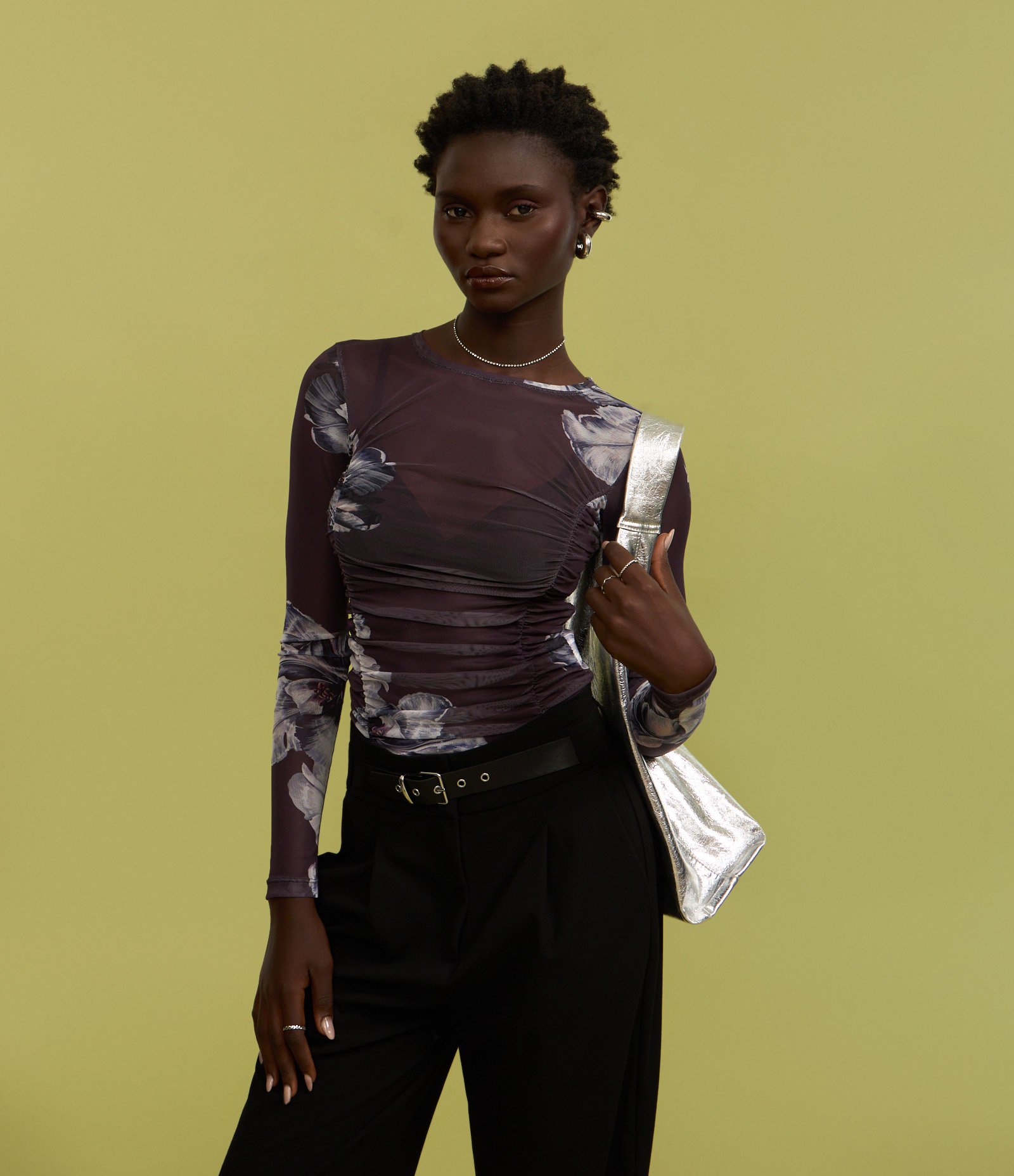 Body em Tule com Estampa de Flores Roxo 4