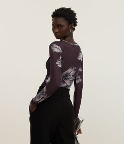 Body em Tule com Estampa de Flores