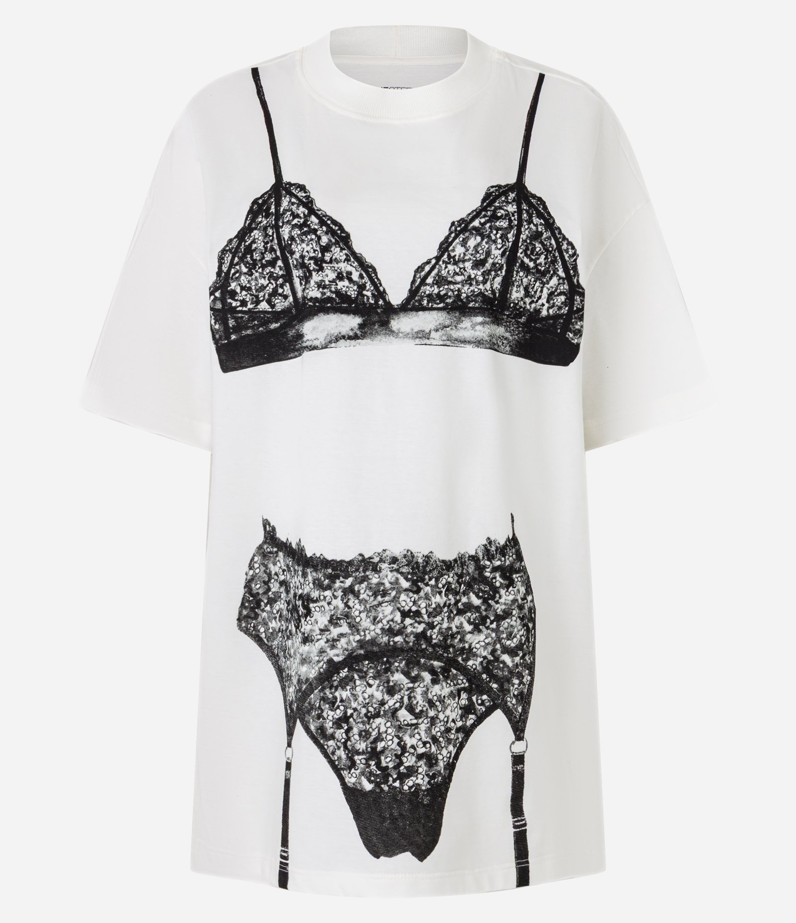 Camiseta Oversized em Algodão com Estampa Lingerie Branco 4