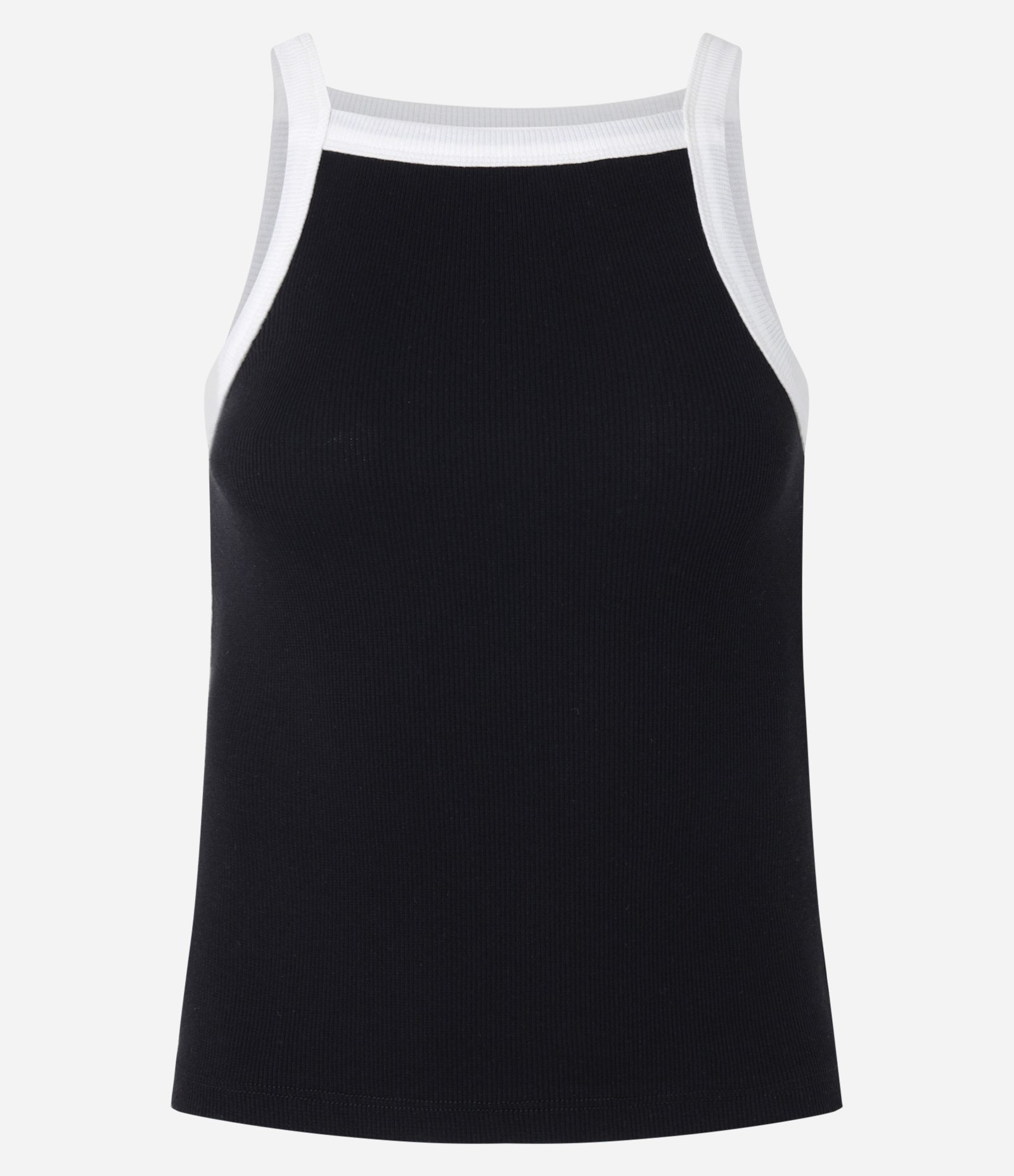 Regata em Ribana com Decote Halter e Viés Contrastante Preto 4