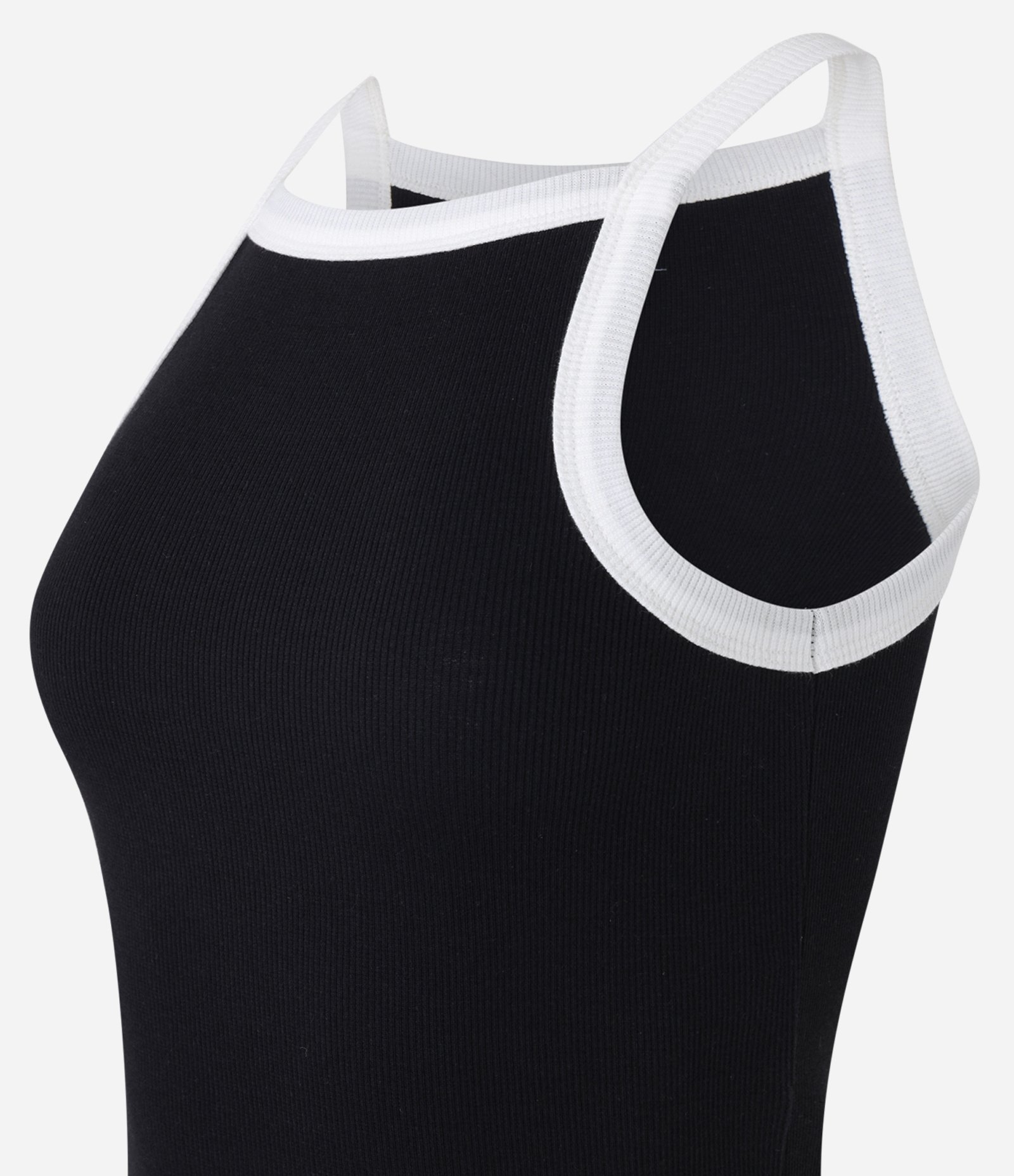 Regata em Ribana com Decote Halter e Viés Contrastante Preto 5