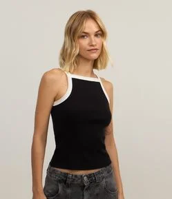 Regata em Ribana com Decote Halter e Viés Contrastante