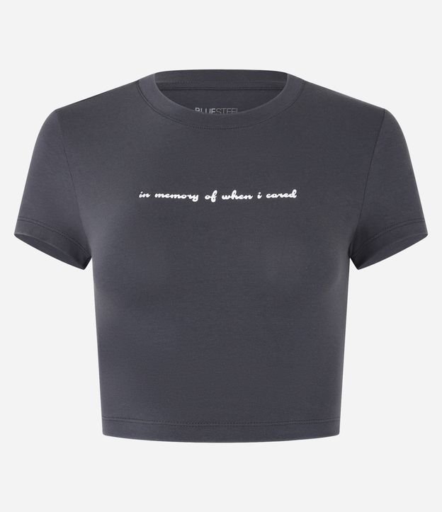 Blusa Baby Tee Cropped em Cotton com Lettering