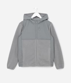 Jaqueta Esportiva Infantil com Forro Fleece e Capuz - Tam 5 a 14 anos