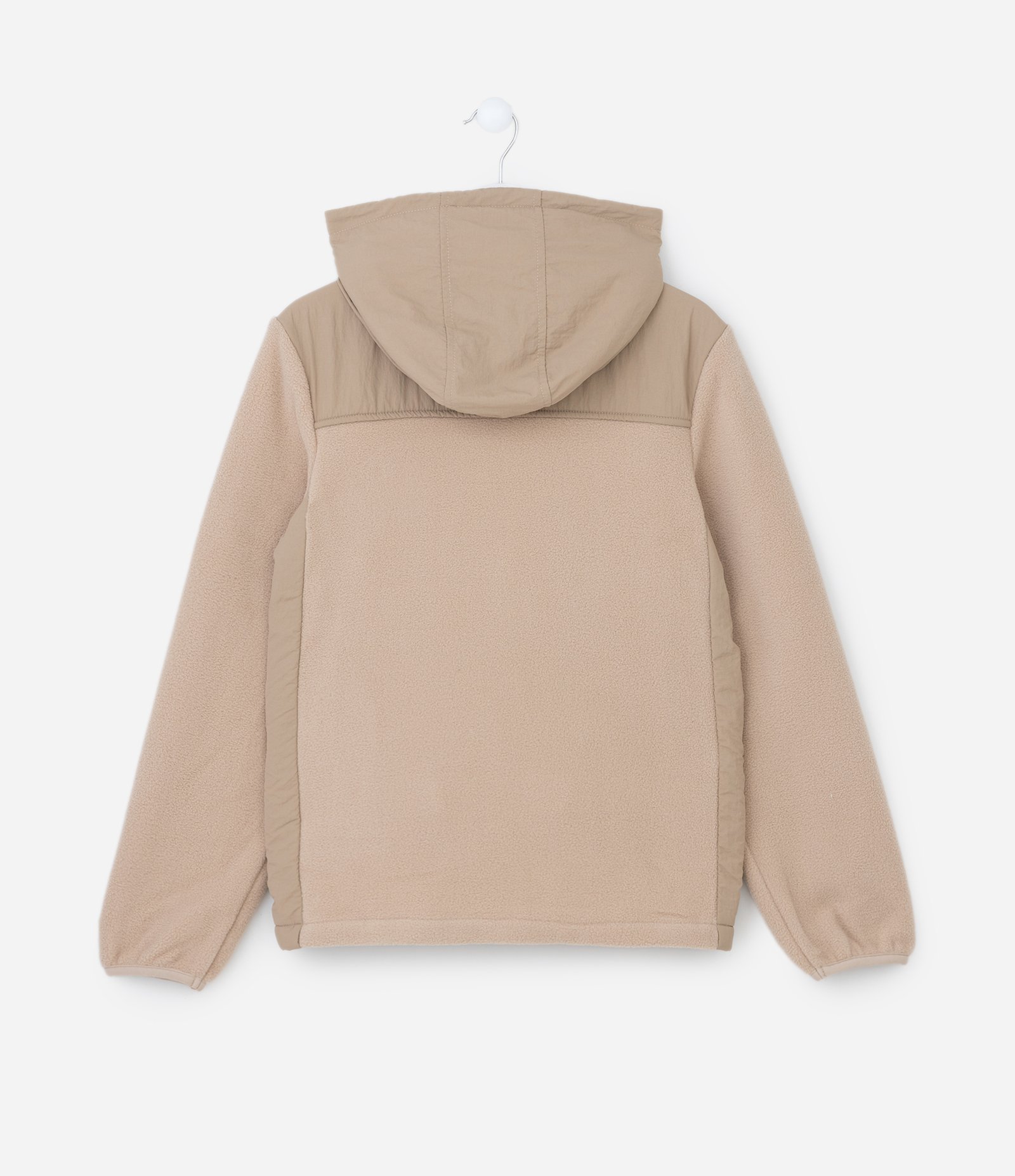 Jaqueta Esportiva Infantil com Forro Fleece e Capuz - Tam 5 a 14 anos Bege 2