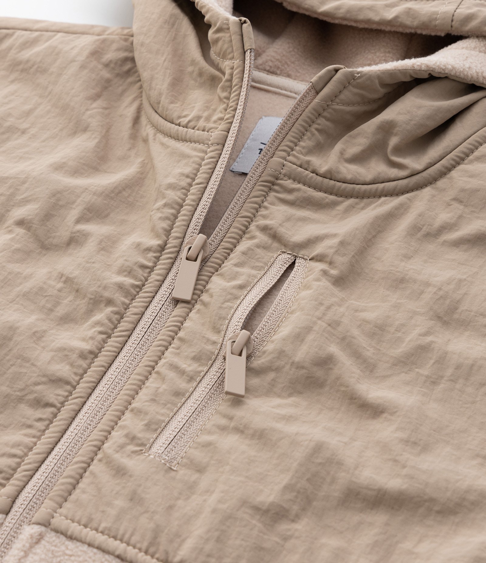 Jaqueta Esportiva Infantil com Forro Fleece e Capuz - Tam 5 a 14 anos Bege 4