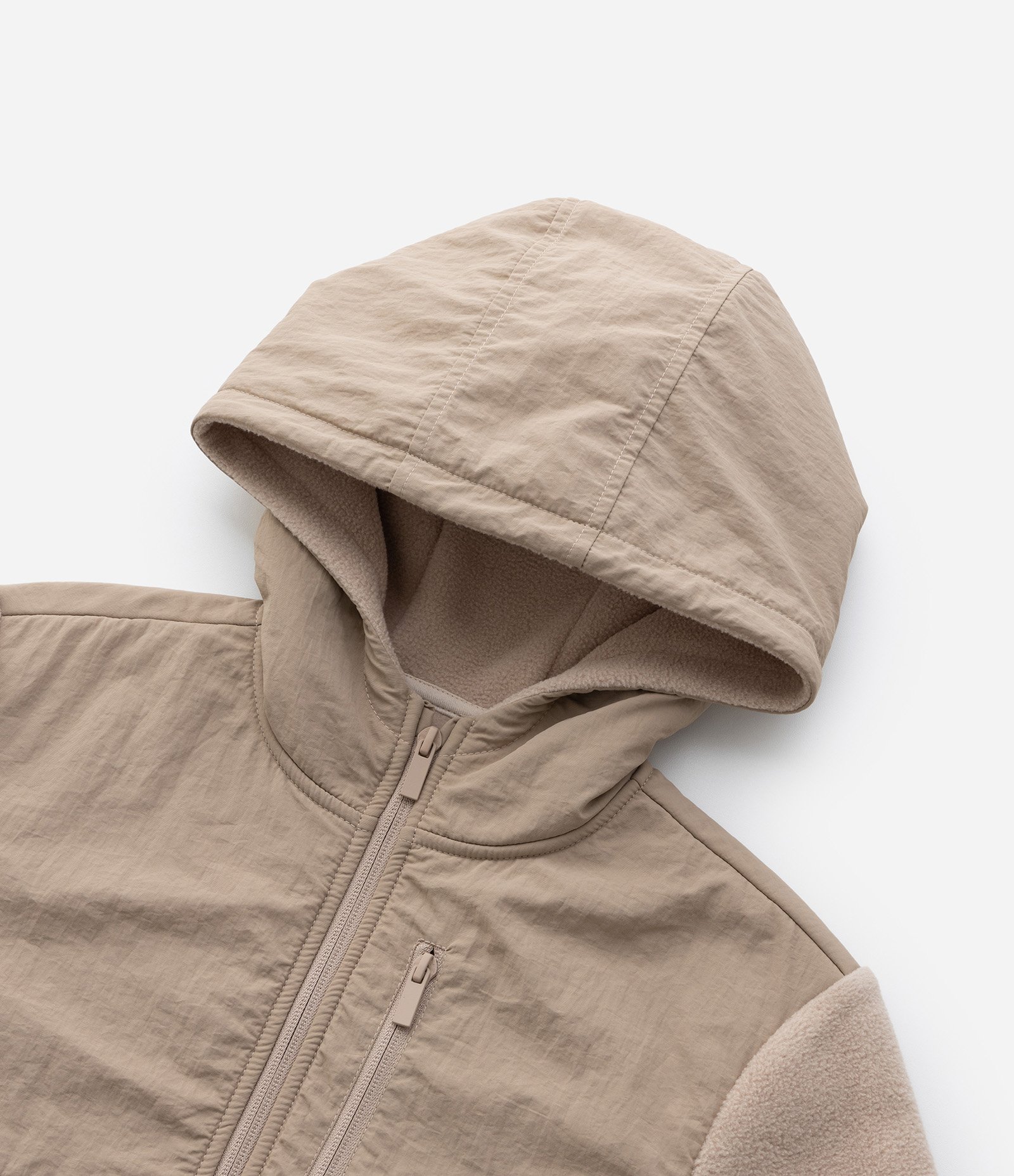 Jaqueta Esportiva Infantil com Forro Fleece e Capuz - Tam 5 a 14 anos Bege 7