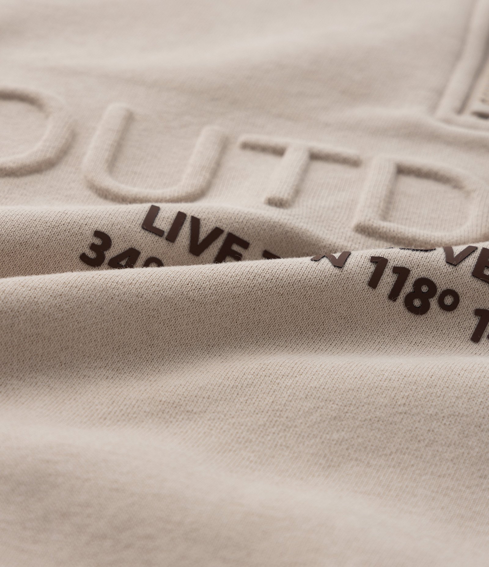 Casaco Infantil em Moletom com Lettering em Relevo - Tam 5 a 14 Anos Bege 3