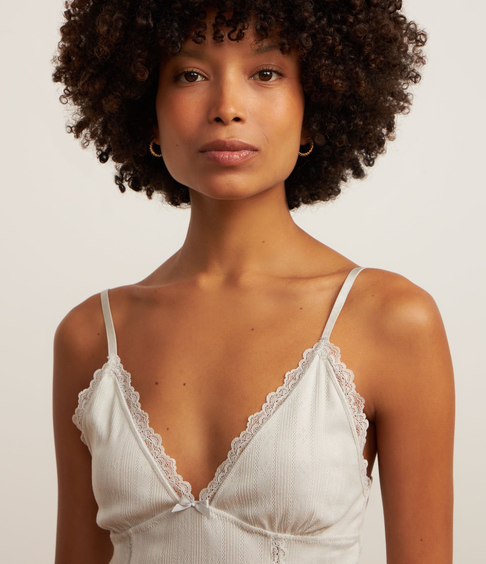 Pijama Short Doll Alcinha em Pointelle com Detalhes em Rendinha Cinza 3