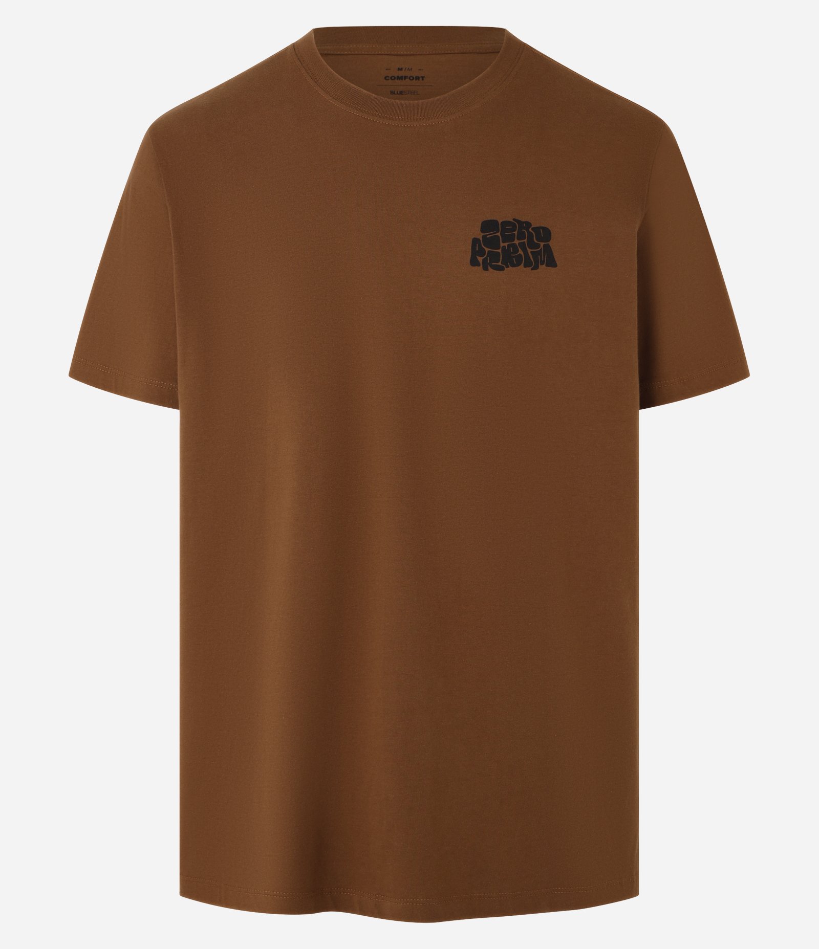 Camiseta Comfort em Malhão com Estampa Zero Problem Marrom 5