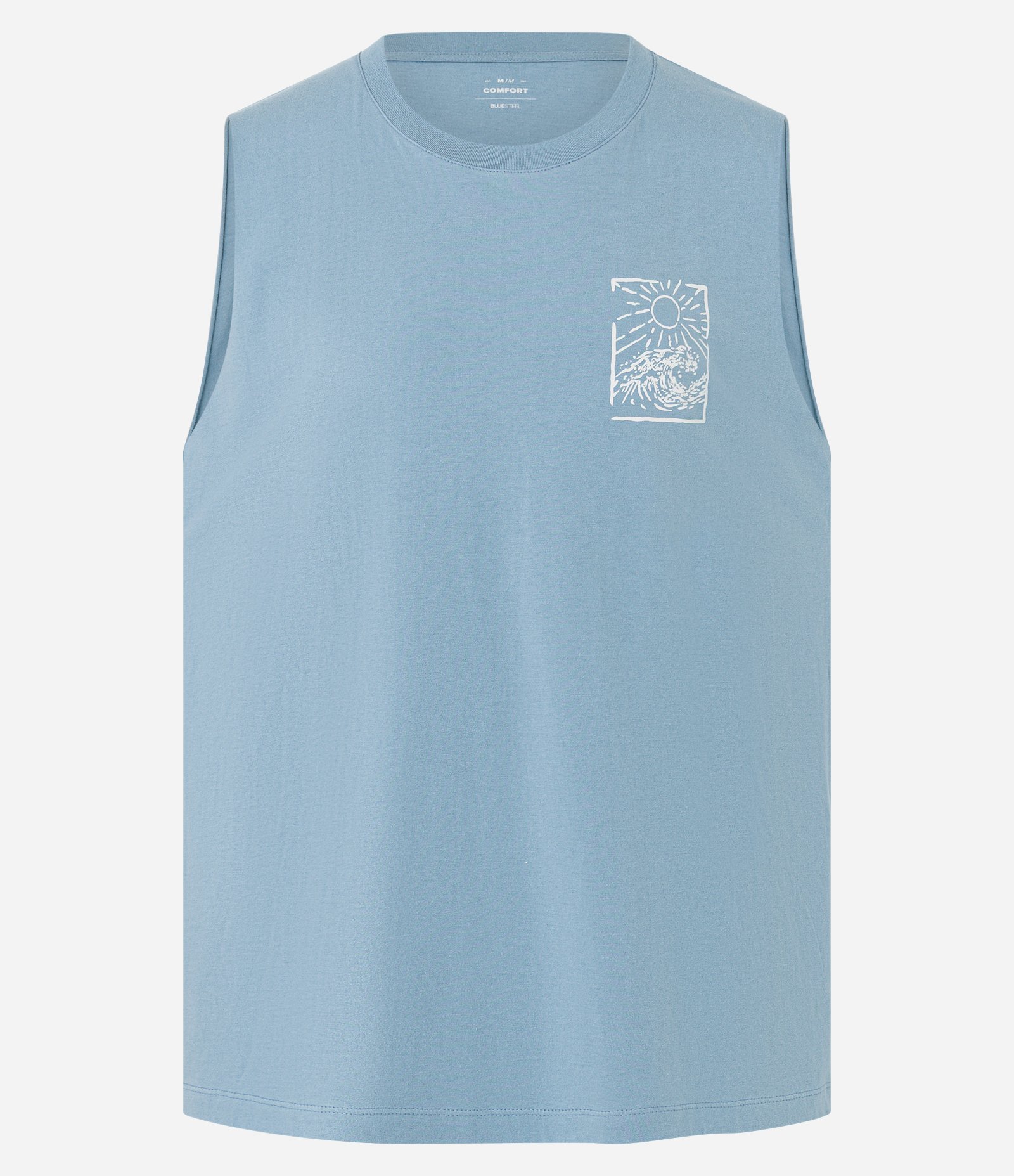 Regata Comfort em Algodão Estampa Quatro Ilhas Azul 1
