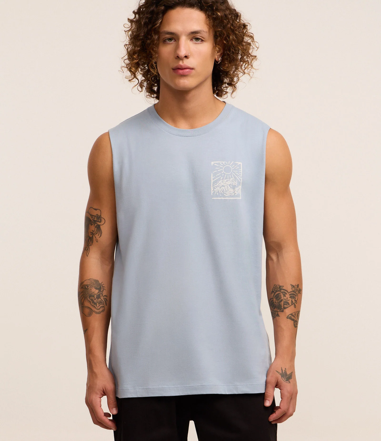 Regata Comfort em Algodão Estampa Quatro Ilhas Azul 1