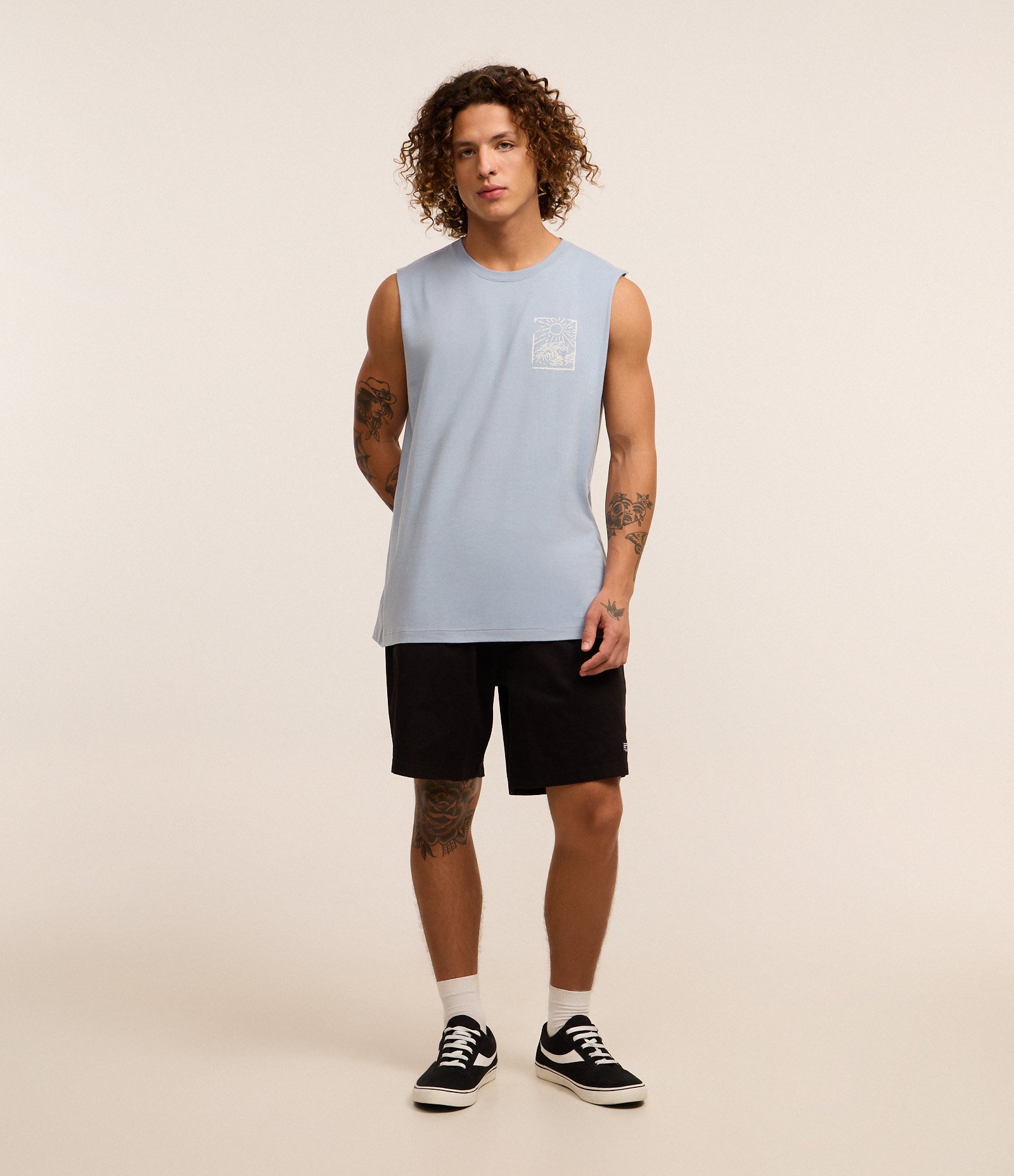 Regata Comfort em Algodão Estampa Quatro Ilhas Azul 2