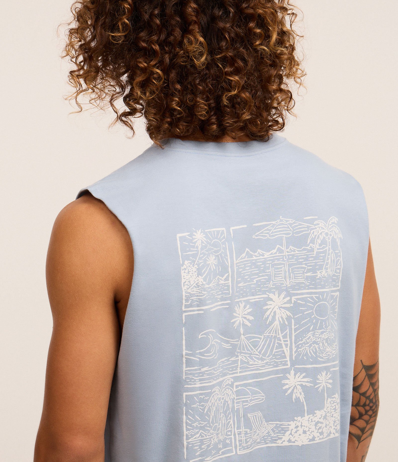 Regata Comfort em Algodão Estampa Quatro Ilhas Azul 3