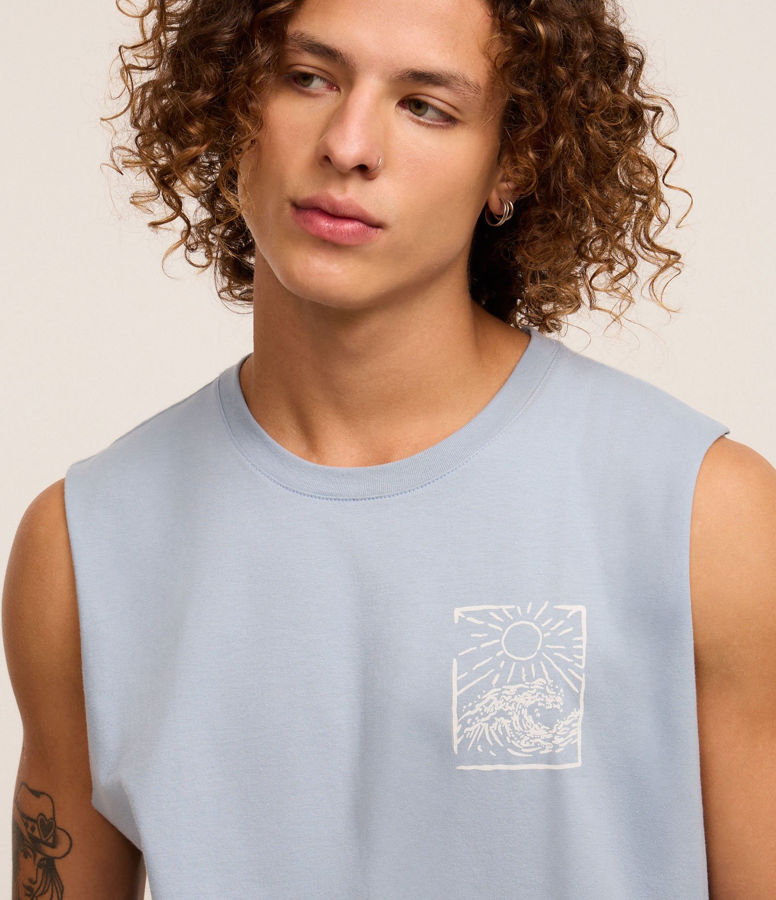 Regata Comfort em Algodão Estampa Quatro Ilhas Azul 4