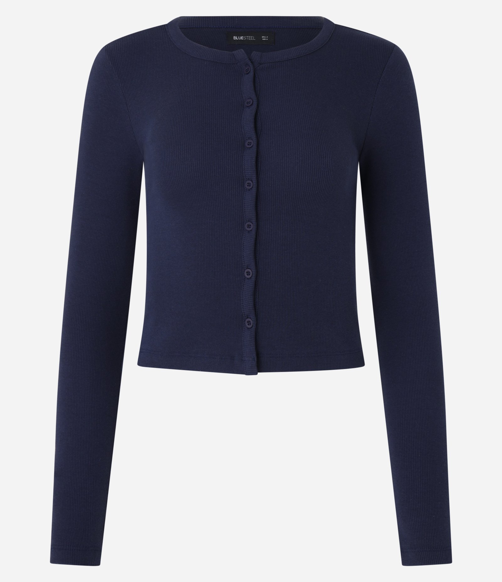 Cardigan em Ribana com Botões Frontais Azul 4