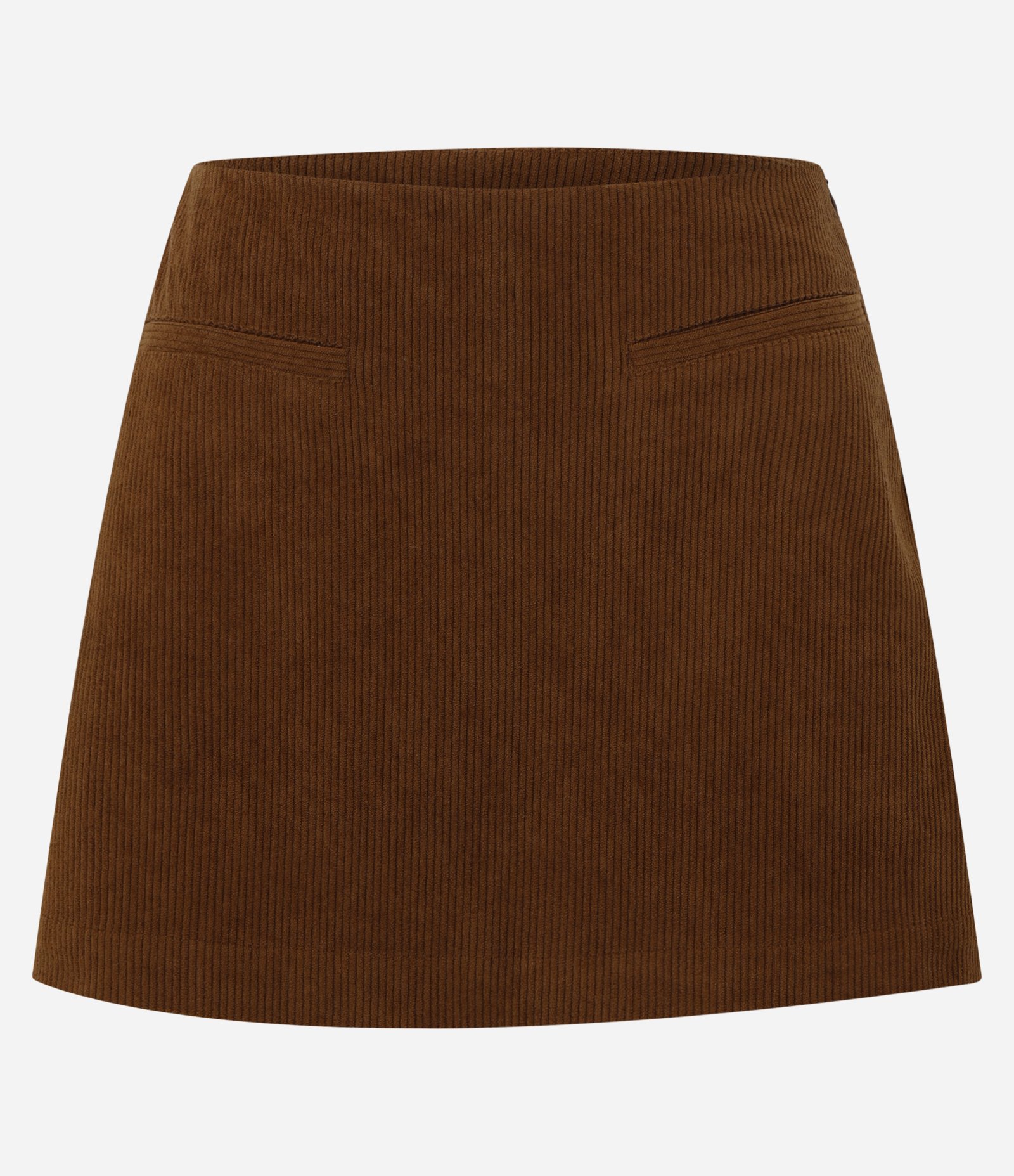 Short Saia Curto e Canelado em Veludo Cotelê Marrom 6