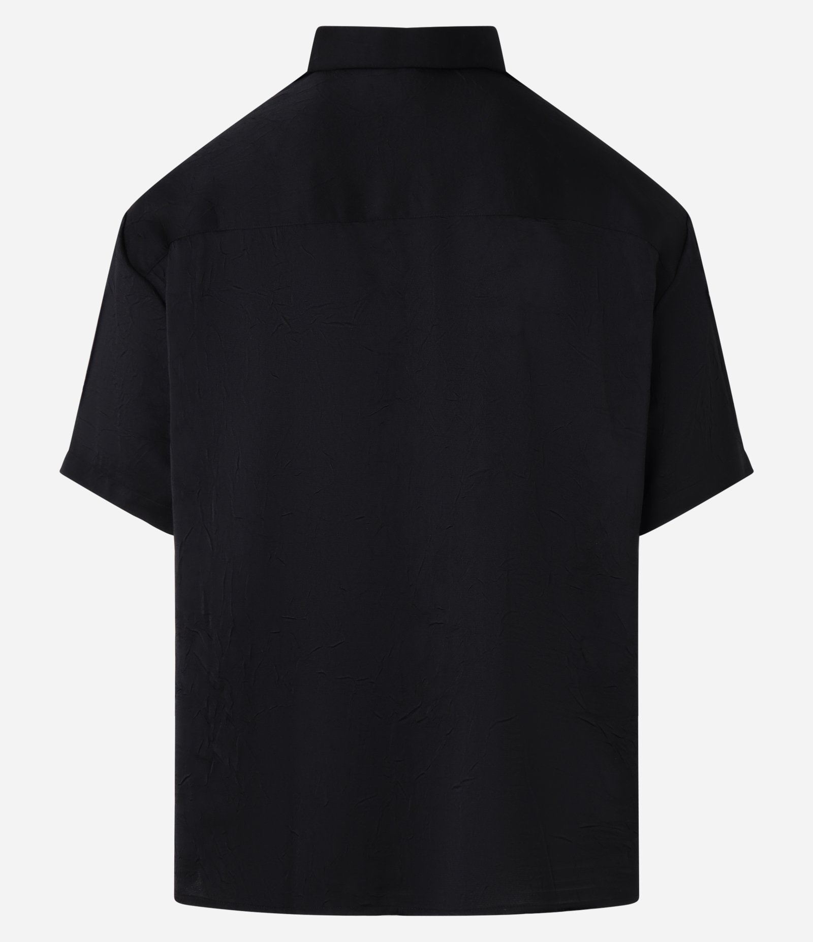 Camisa Boxy com Gola Lapela e Efeito Acetinado Preto 6