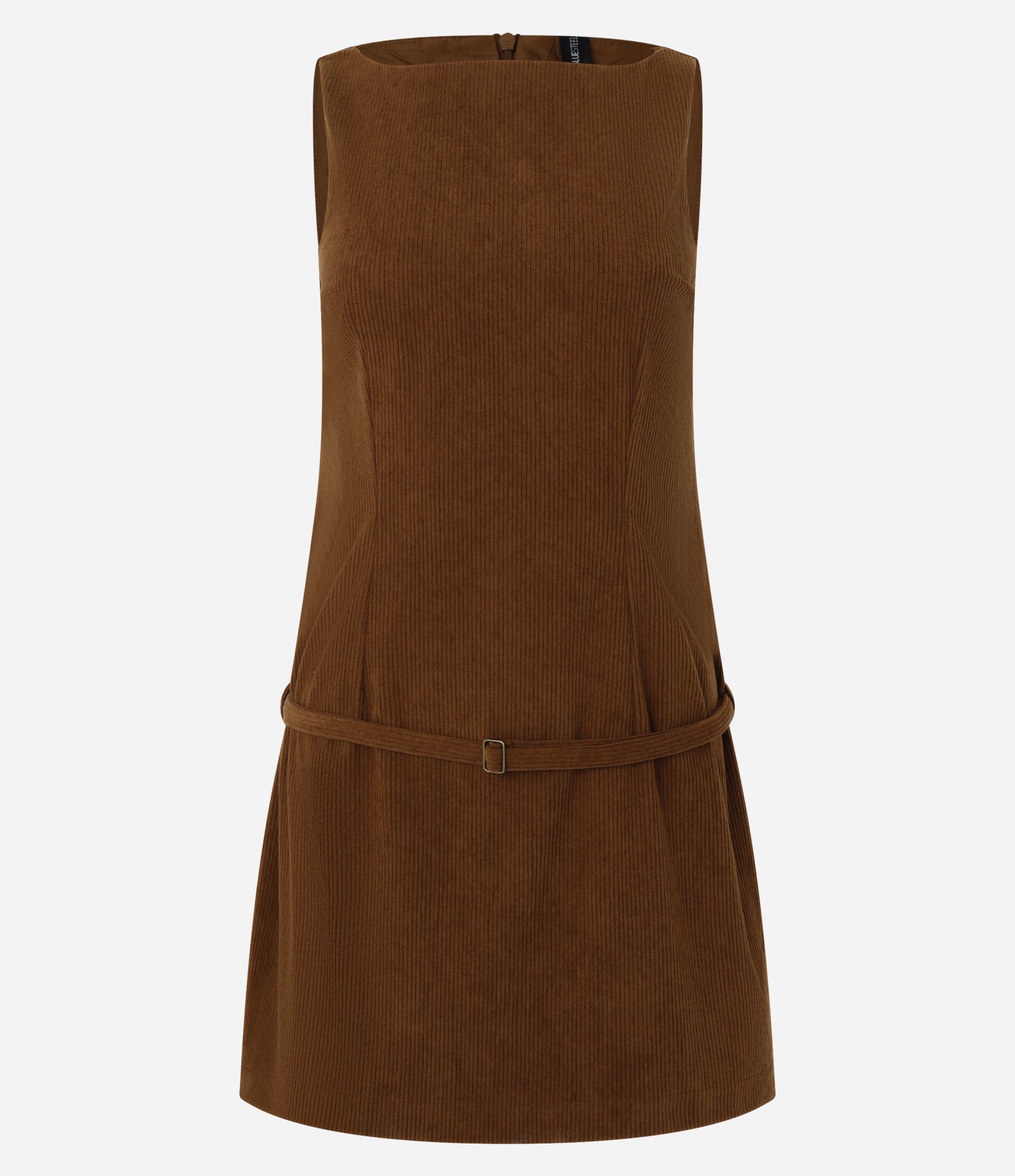 Vestido em Veludo Cotelê com Cinto Marrom 3