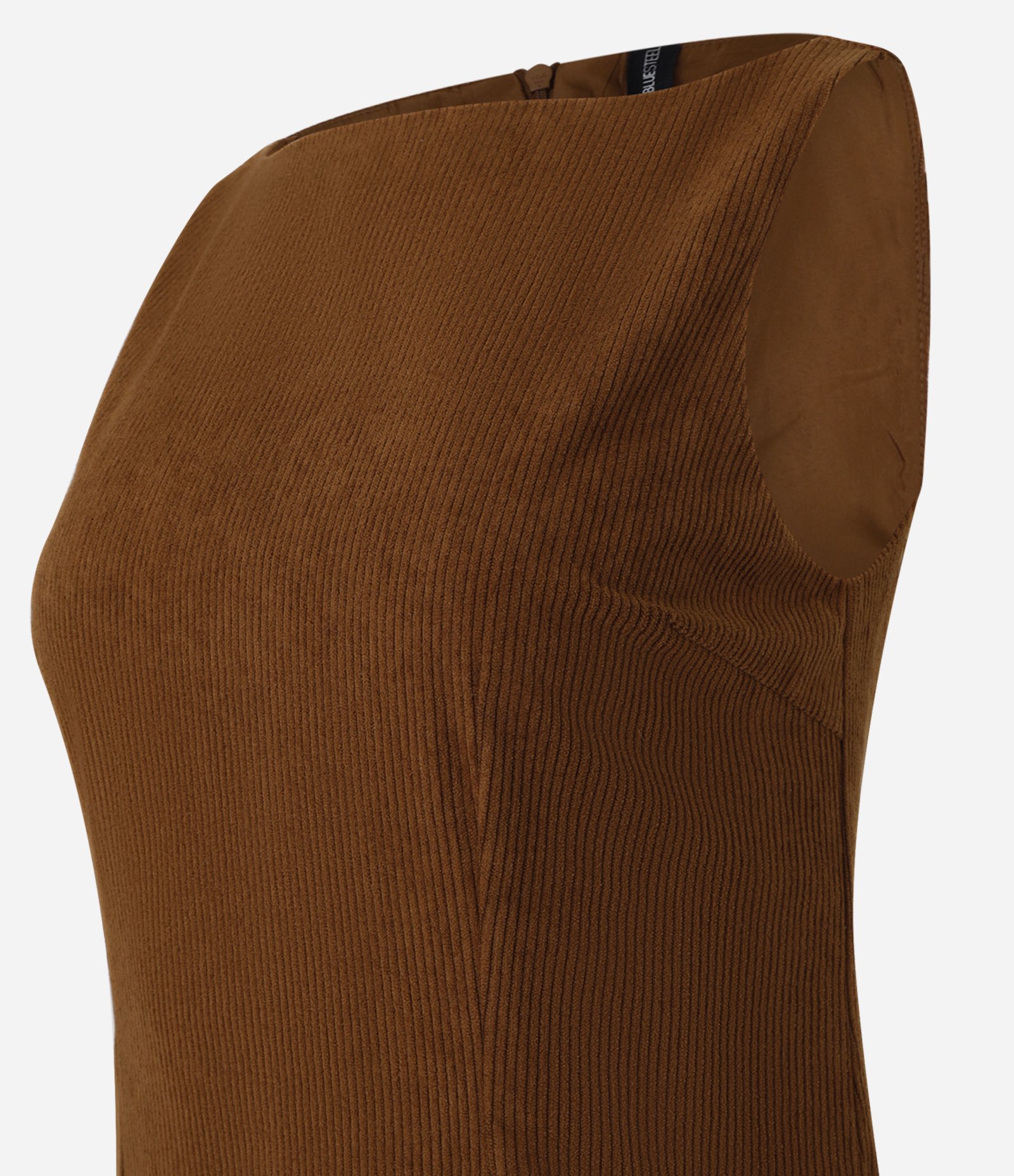 Vestido em Veludo Cotelê com Cinto Marrom 4