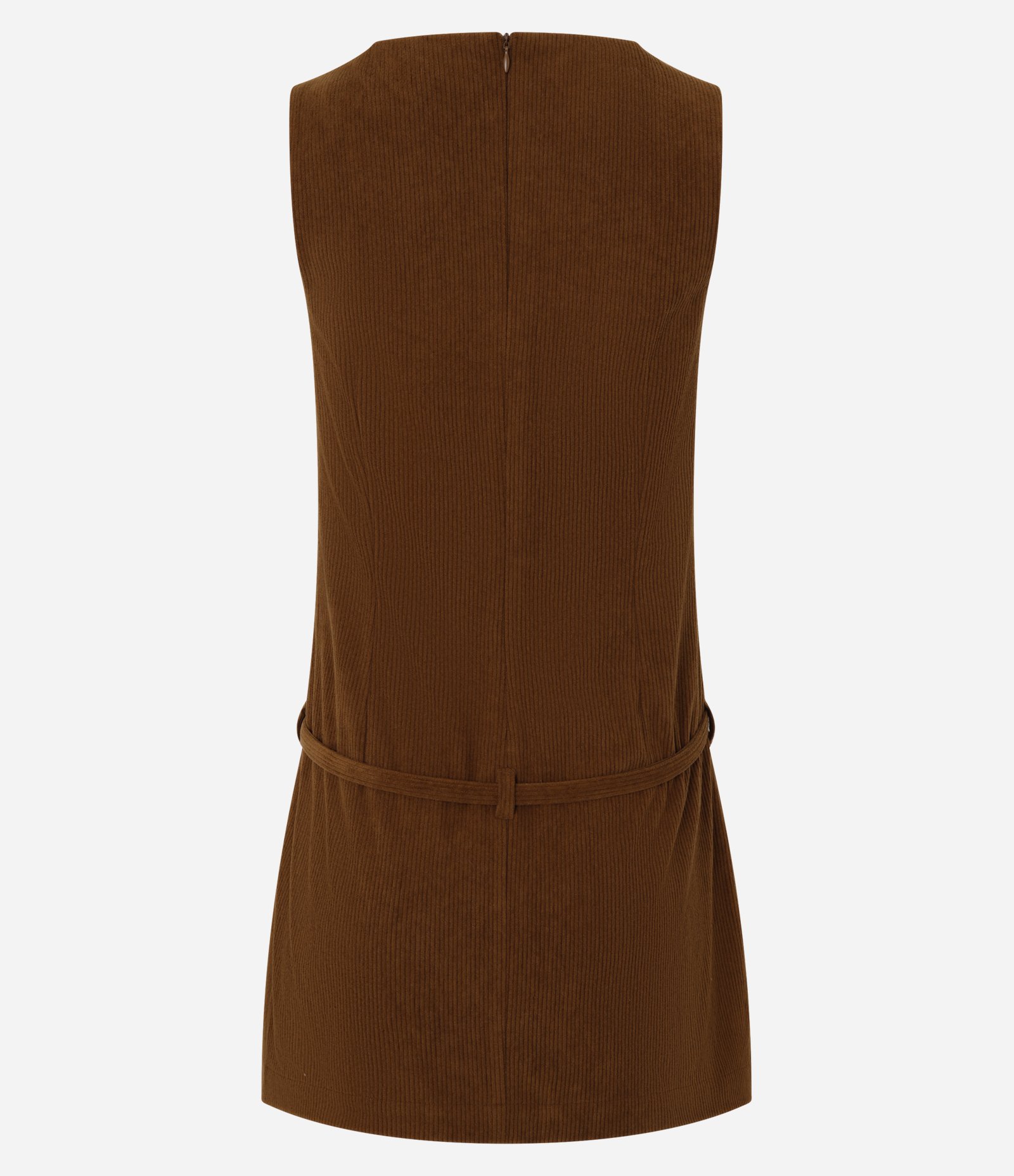 Vestido em Veludo Cotelê com Cinto Marrom 5