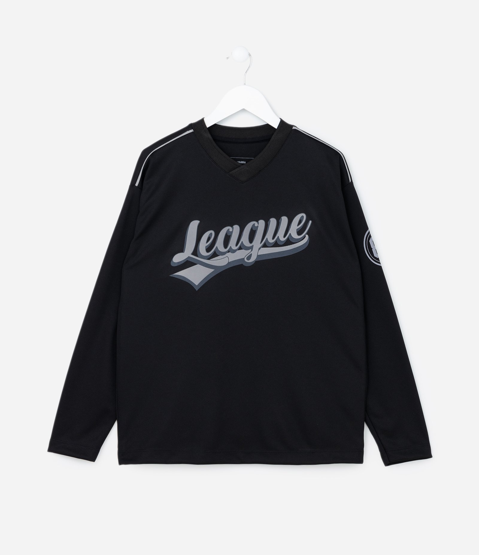 Camiseta Infantil com Estampa Frente e Verso League - Tam 5 a 14 Anos Preto 1