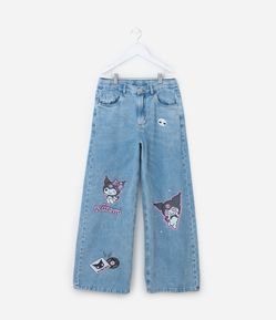 Calça Wide Leg Infantil com Estampa Kuromi - Tam 5 a 14 Anos
