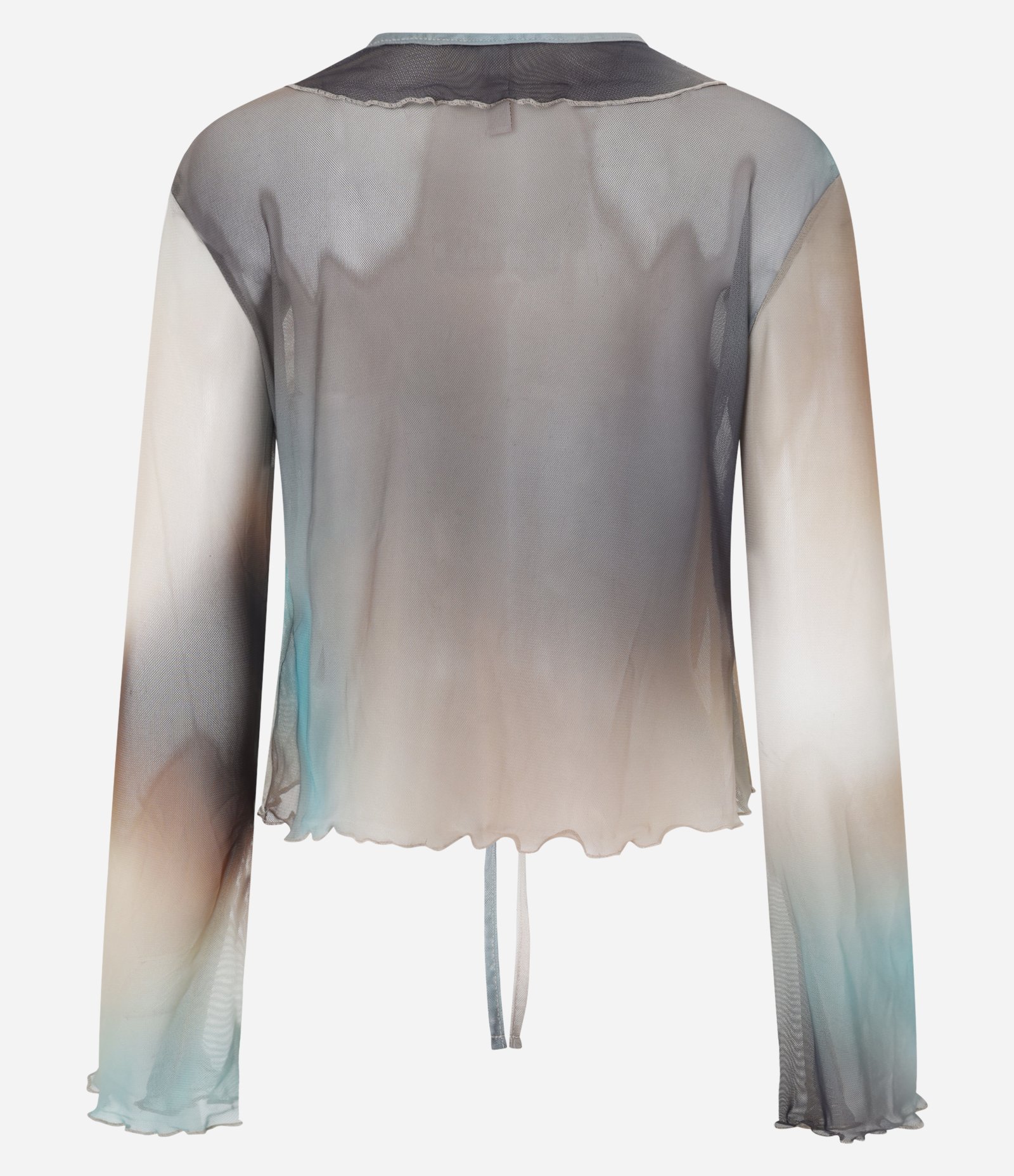 Blusa em Tule com Babados e Amarração em Estampa Degradê Multicores 7