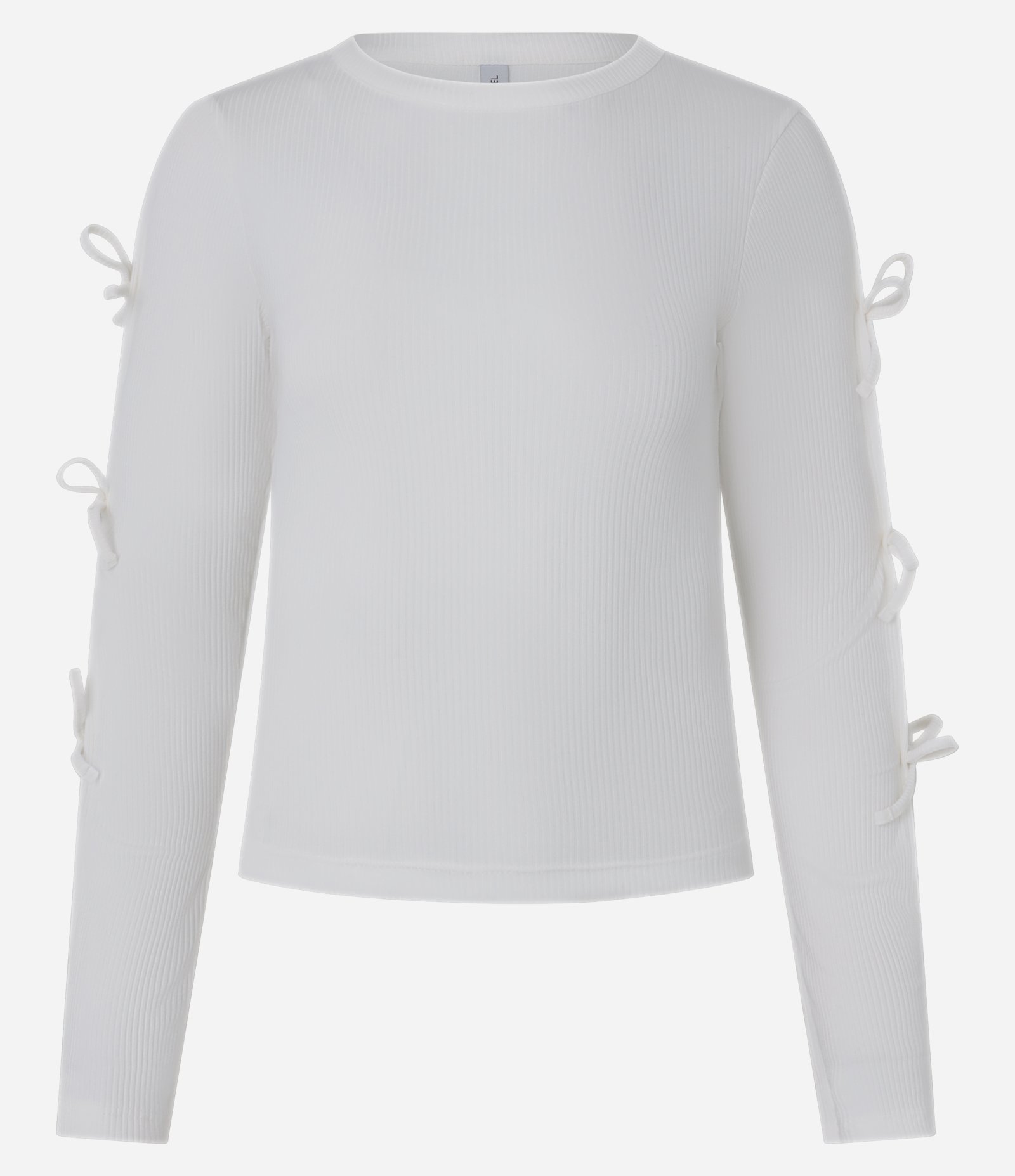 Blusa Canelada em Ribana com Lacinhos nas Mangas Off White 4