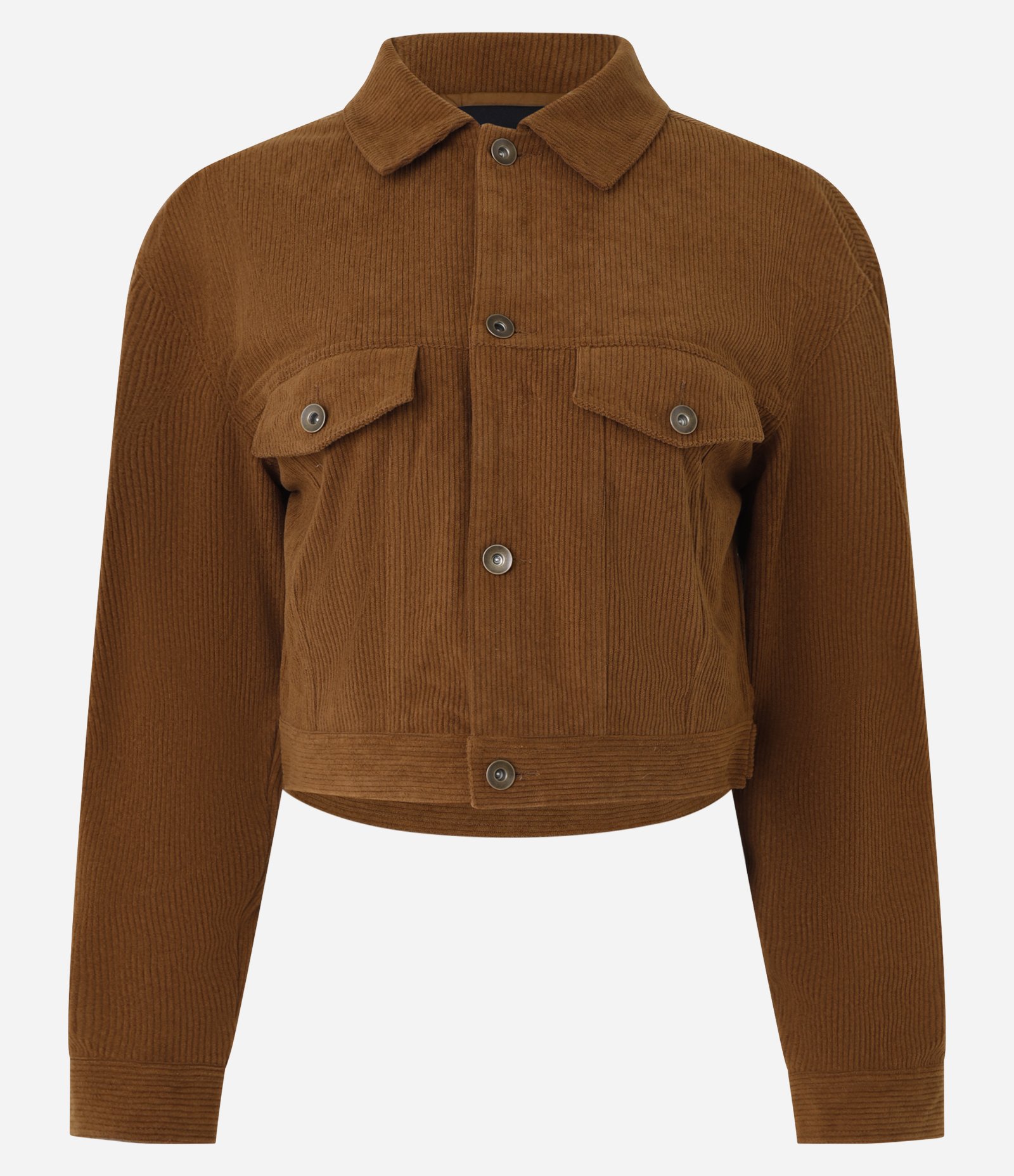 Jaqueta Curta em Veludo Cotele com Botões Frontais Marrom 5