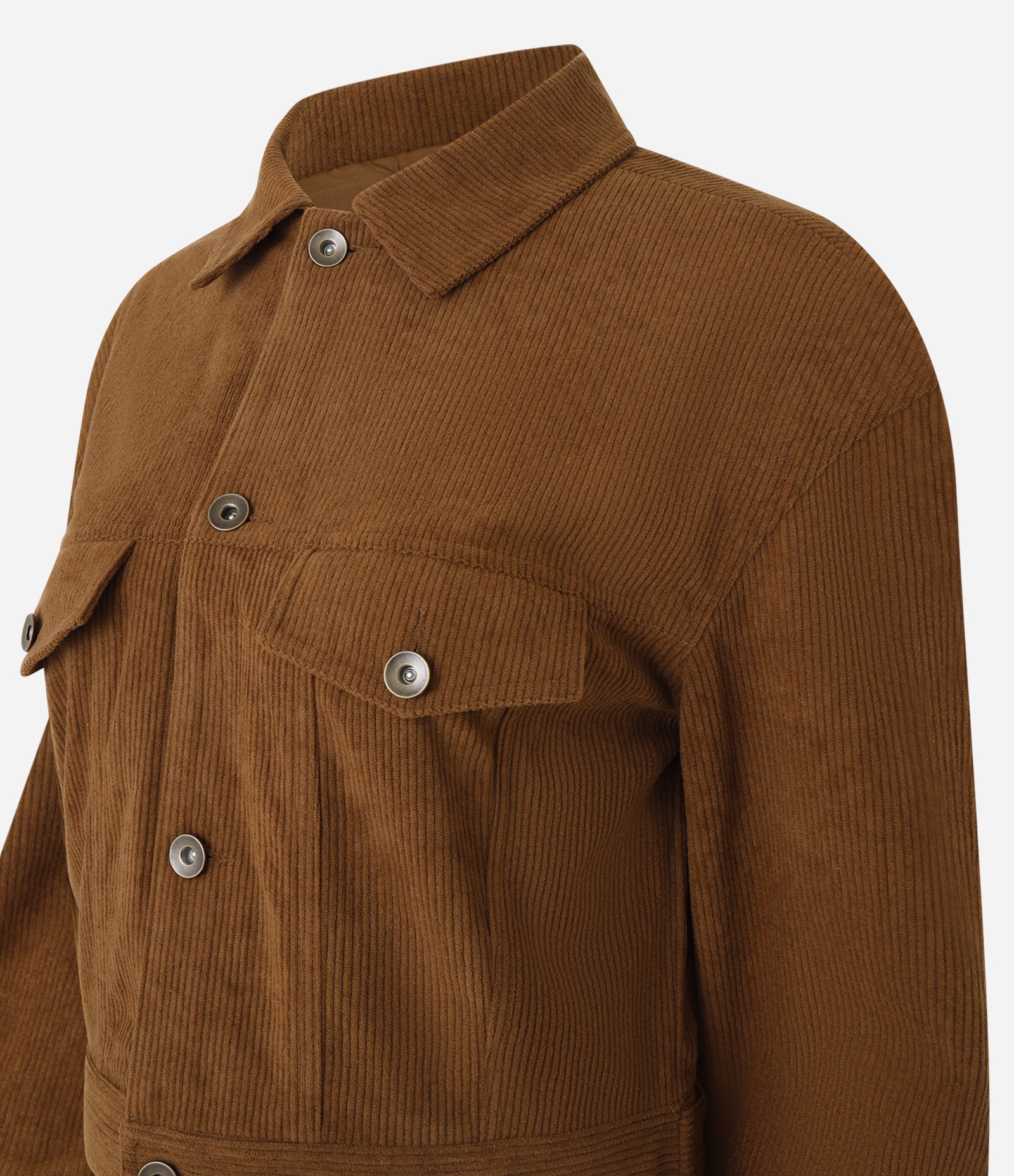 Jaqueta Curta em Veludo Cotele com Botões Frontais Marrom 6