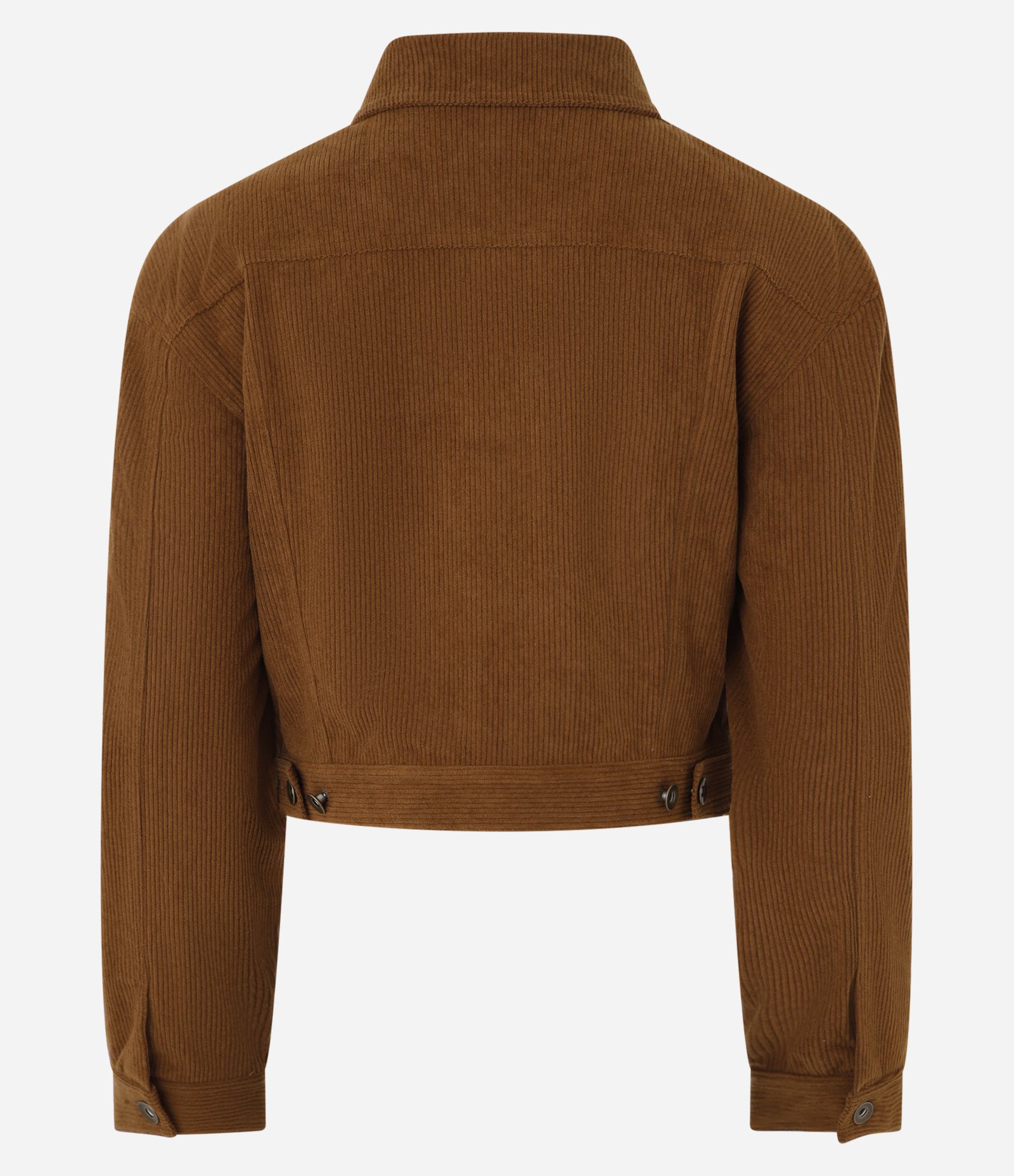 Jaqueta Curta em Veludo Cotele com Botões Frontais Marrom 7