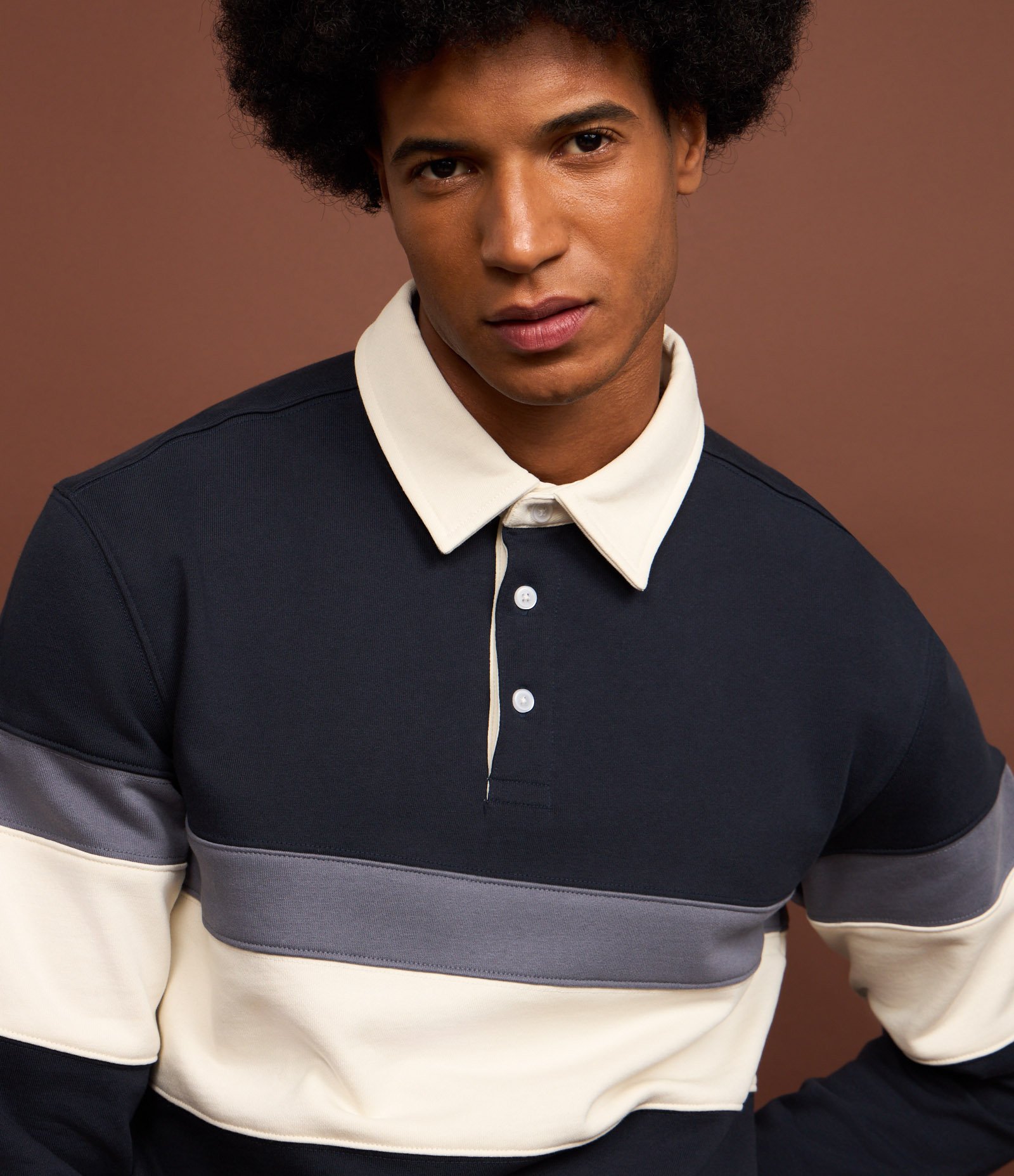 Casaco Moletom com Gola Polo Estampa Bloco de Cor Azul 5