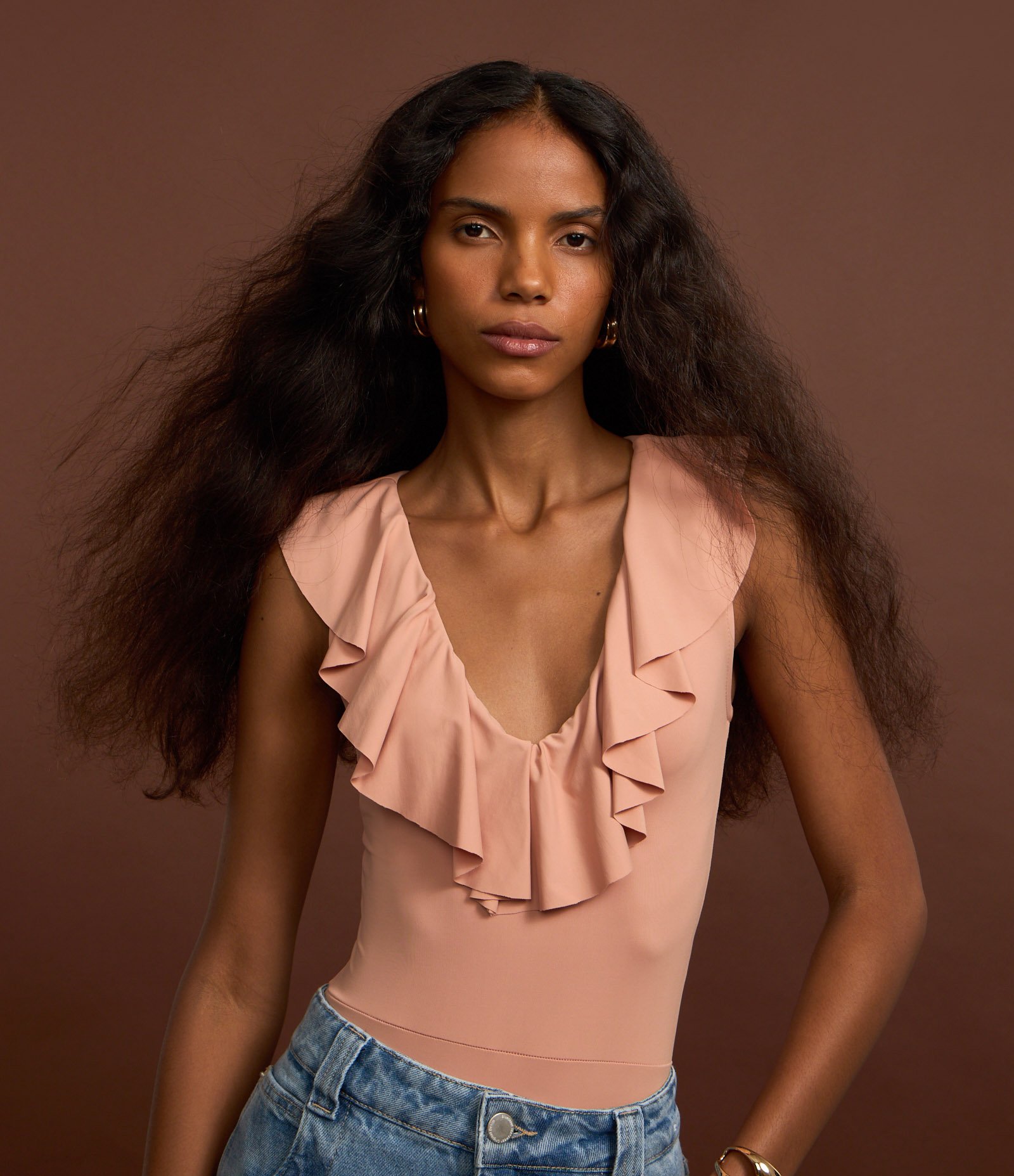 Body em Microfibra com Babado no Decote Rosê 4