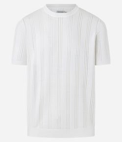 Camiseta em Algodão Furadinha com Viés em Ribana