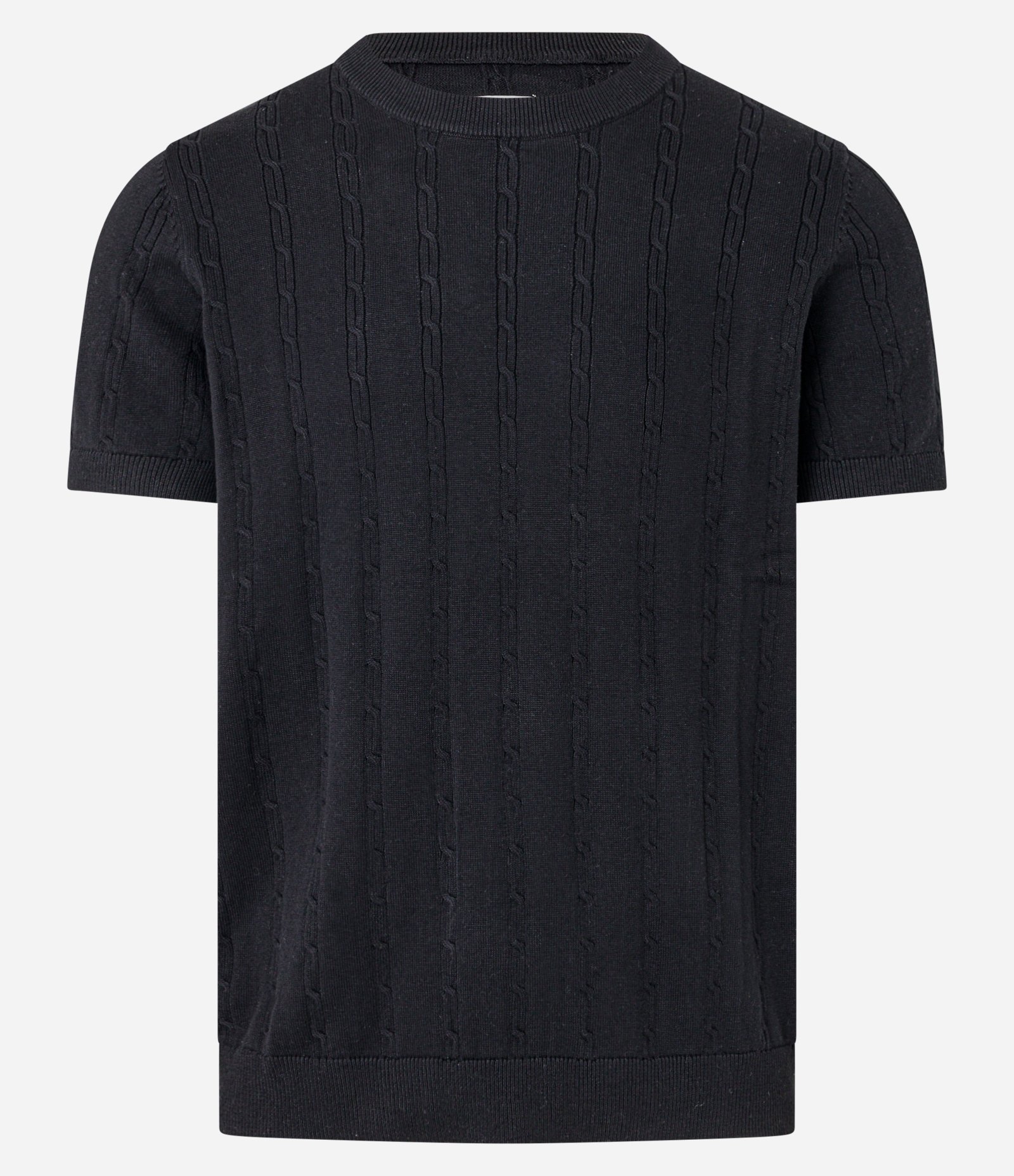 Camiseta em Algodão com Textura Trançada Preto 6