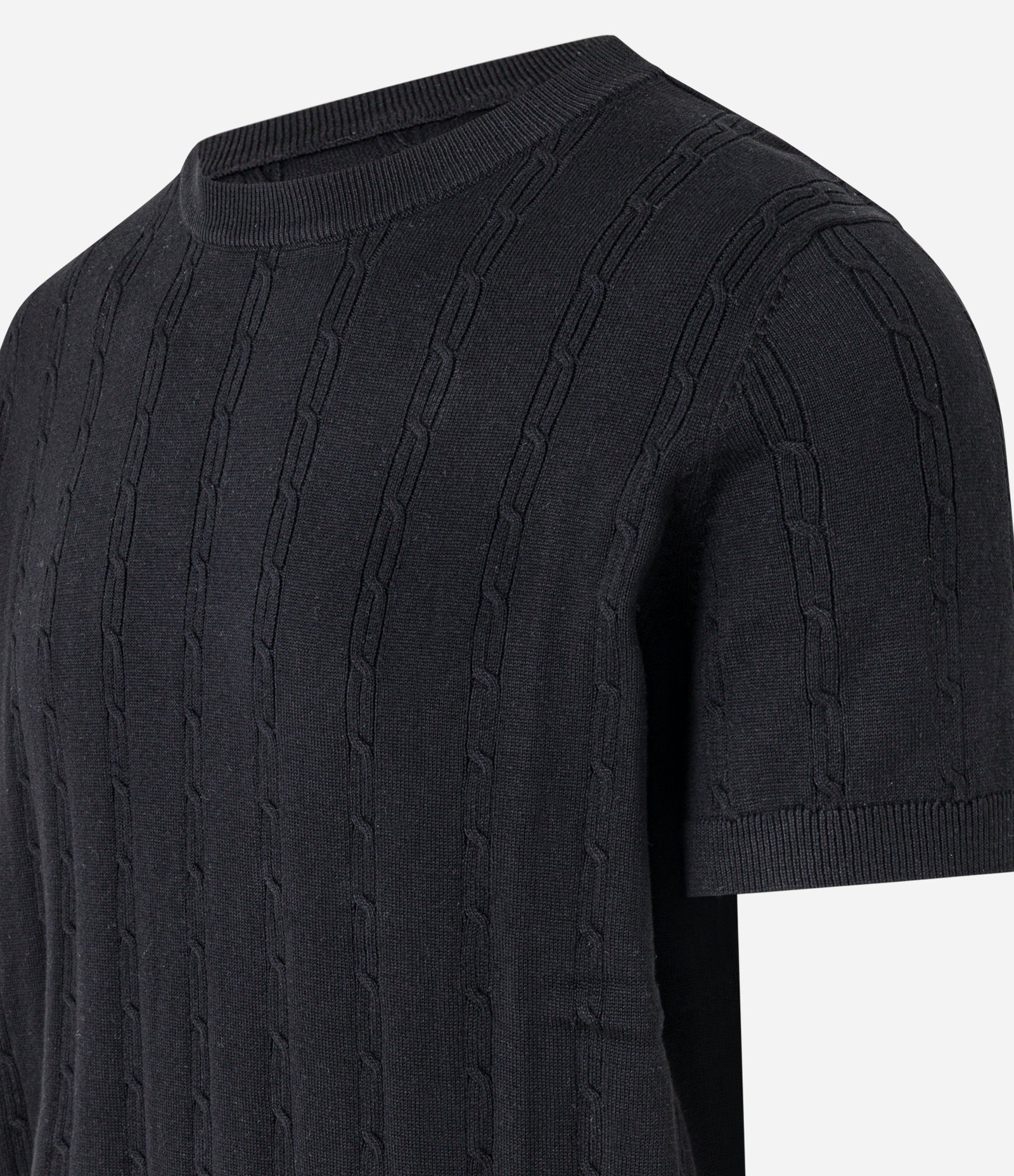 Camiseta em Algodão com Textura Trançada Preto 7