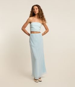 Saia Long Midi em Chiffon Reta
